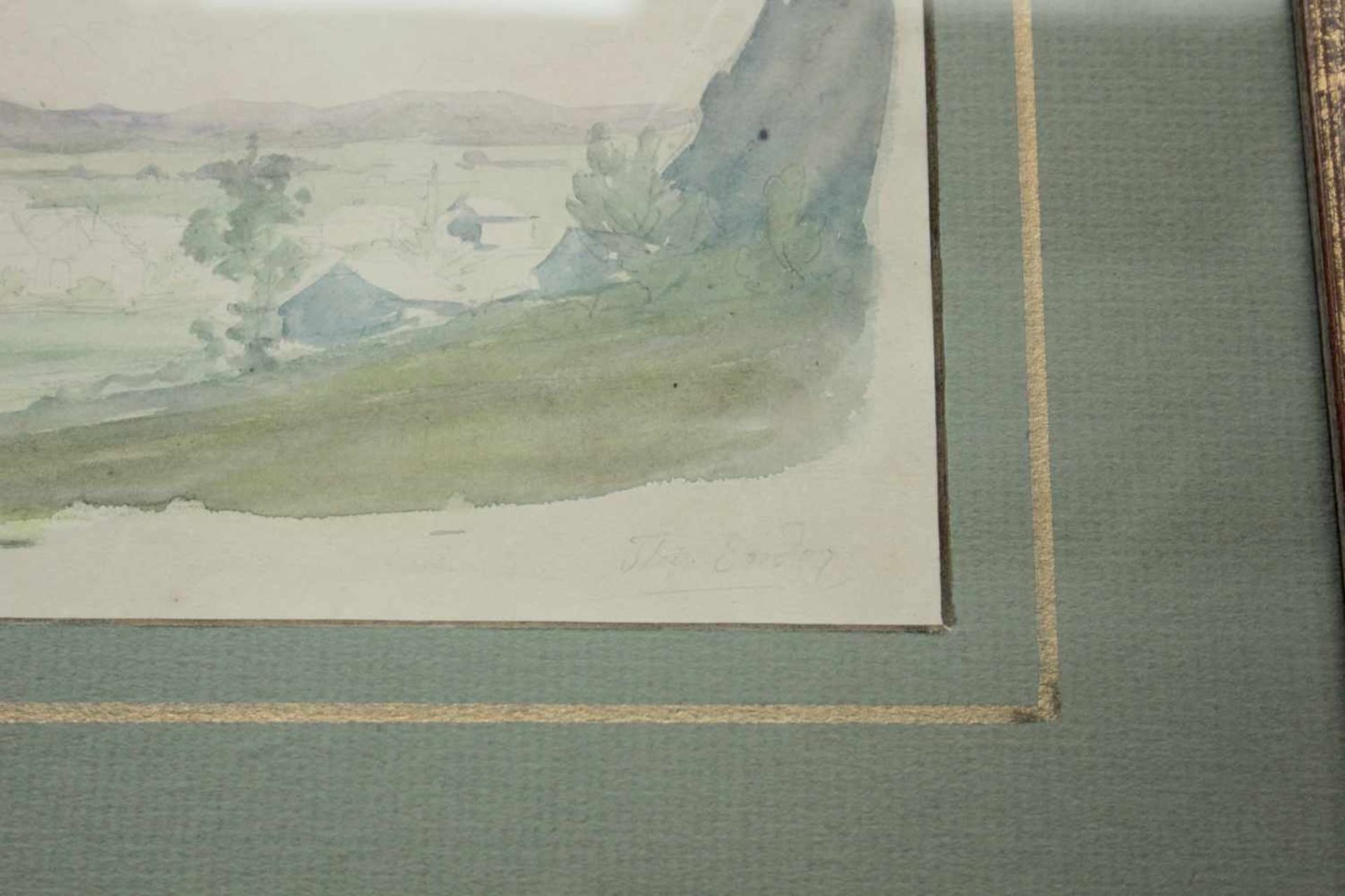 Thomas Ender(1793 - 1875)Ebene Landschaft mit Bergzug im HintergrundAquarell und Graphit auf - Bild 2 aus 2