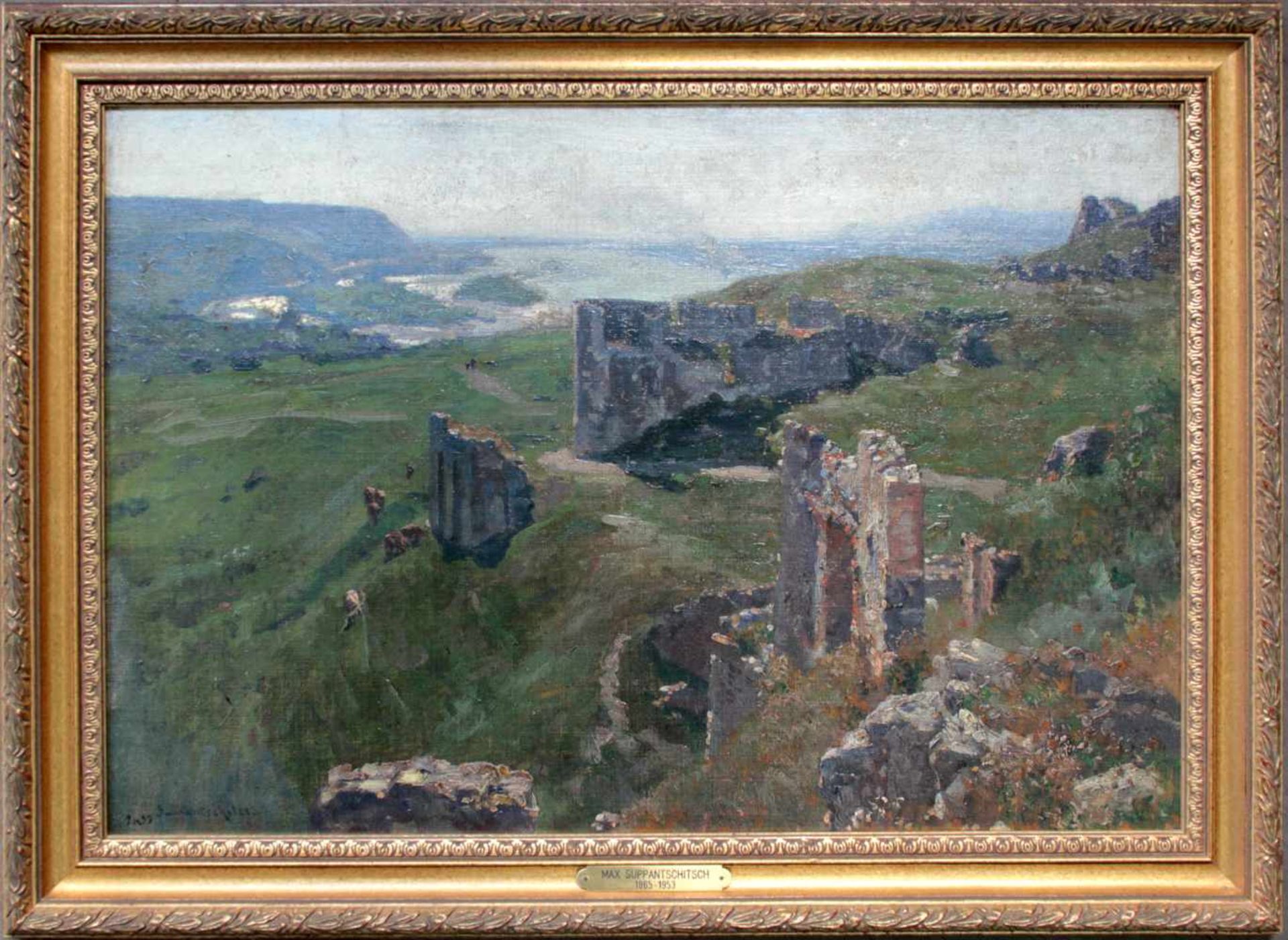 Max Suppantschitsch (1885 - 1953) Ruine Öl auf Leinwand auf Platte signiert 54 x 37 cm