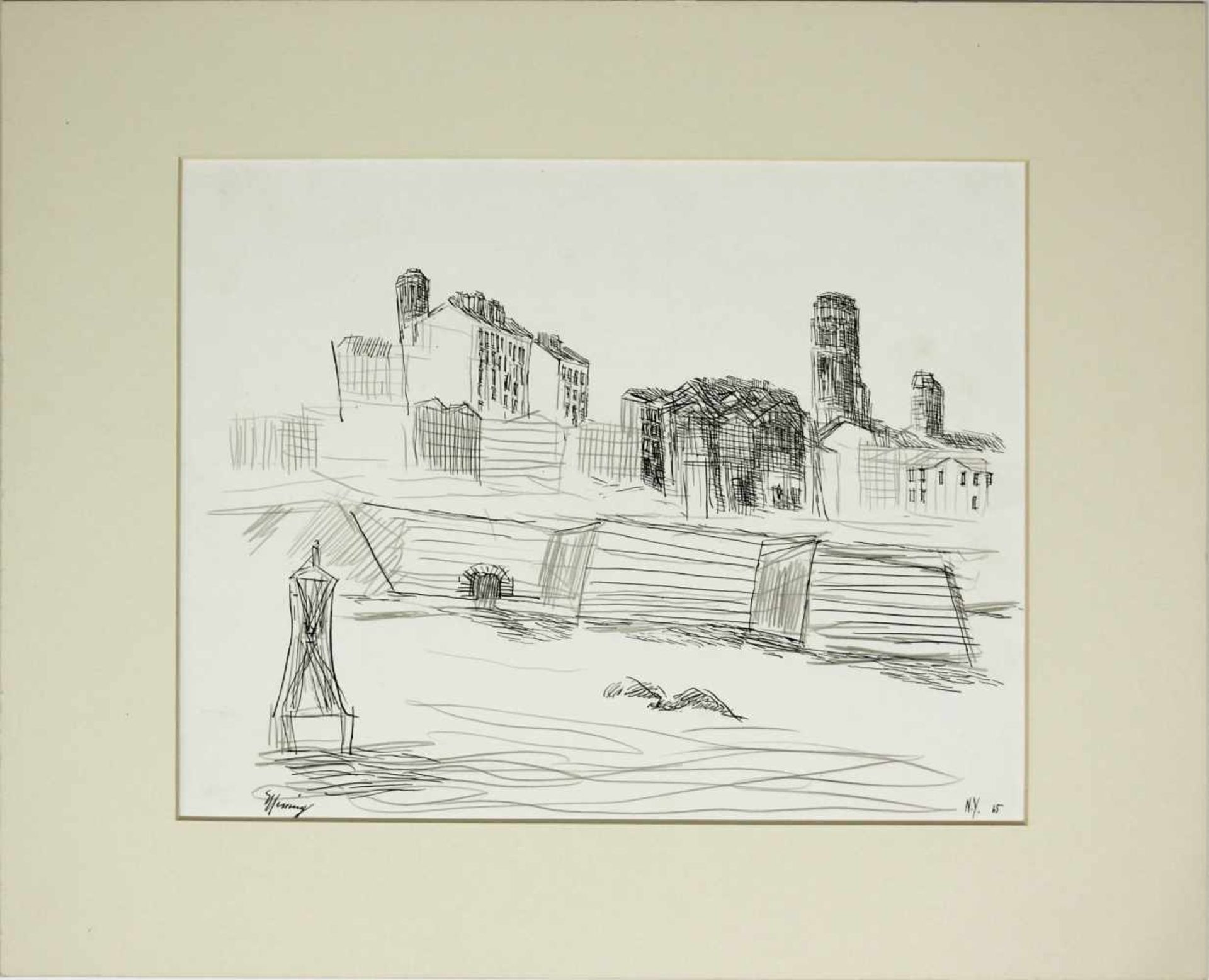 Gustav Hessing(1909 - 1981)N.Y.1965Tusche und Graphitsigniert, betitelt und datiert28 x 36 cm - Bild 2 aus 4