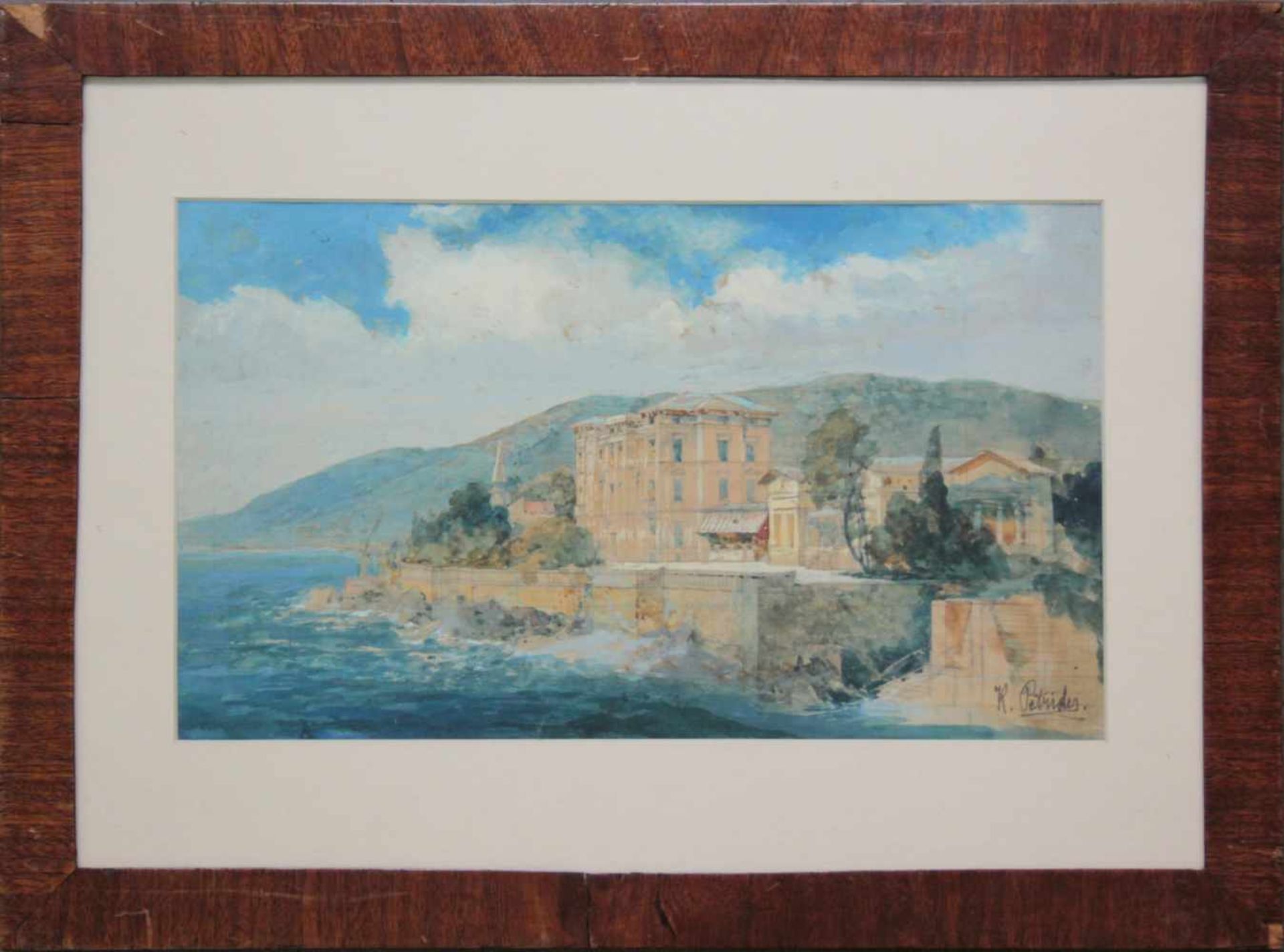 Konrad Petrides(1864 - 1943)Kroatische KüsteAquarell, Deckweiß gehöhtSigniert18 x 30 cm