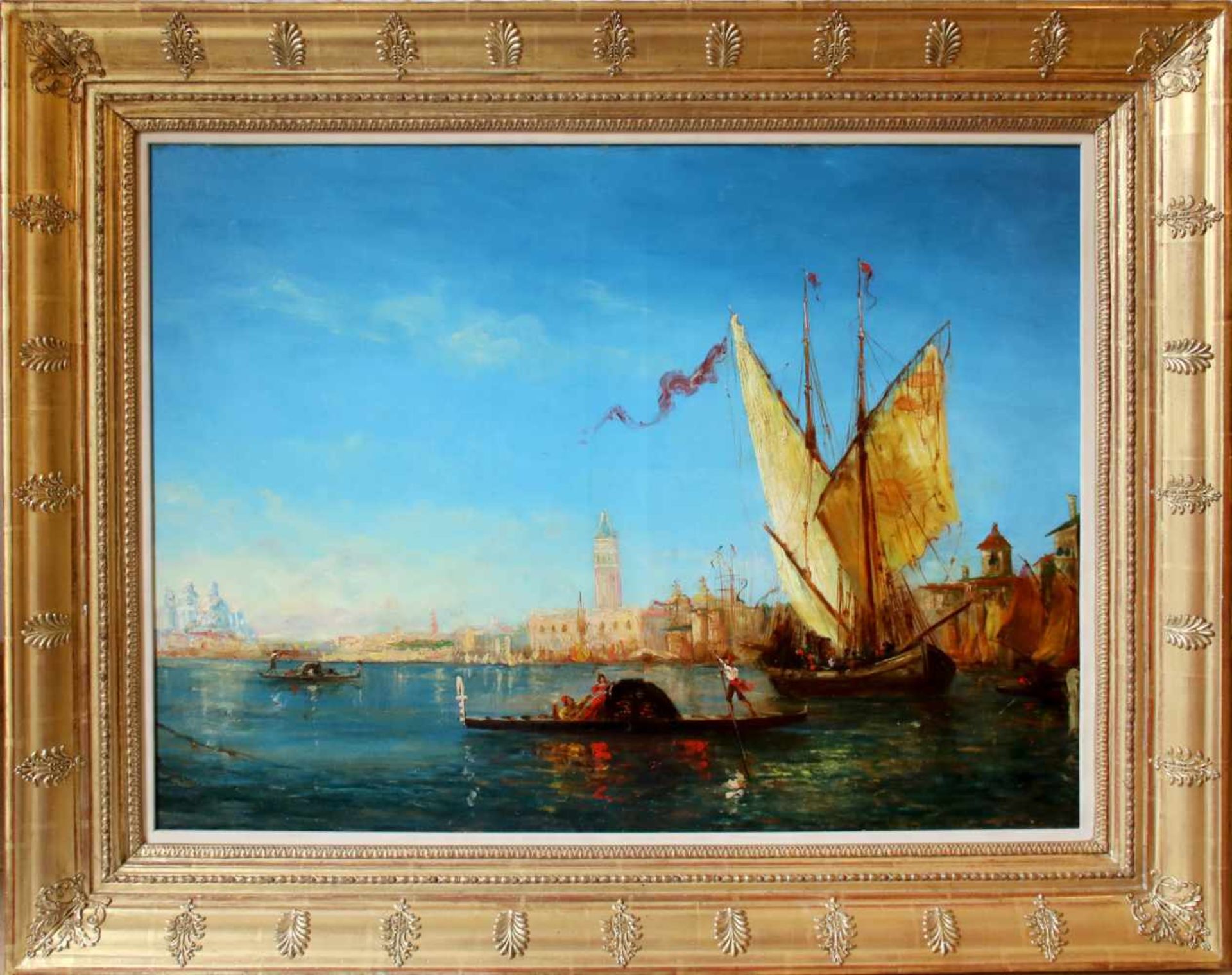 Alfred August Felix Bachmann (1863 - 1956) Blick auf Venedig Öl auf Leinwand Signiert 51 x 74 cm