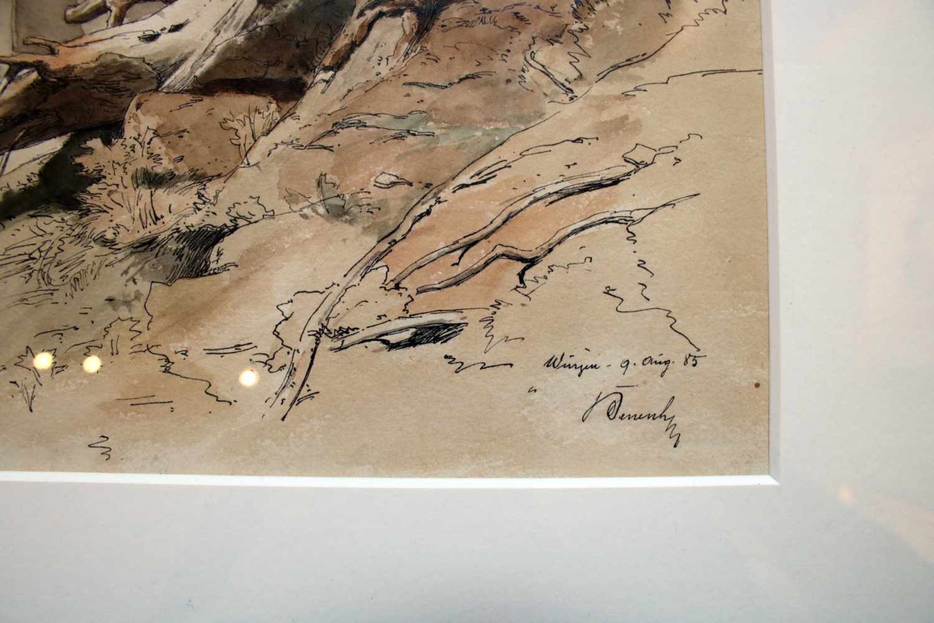 Ladislaus von Benesch (1845 - 1922) Baumstumpf im Wald 1885 Tusche und Aquarell auf Papier - Bild 2 aus 2