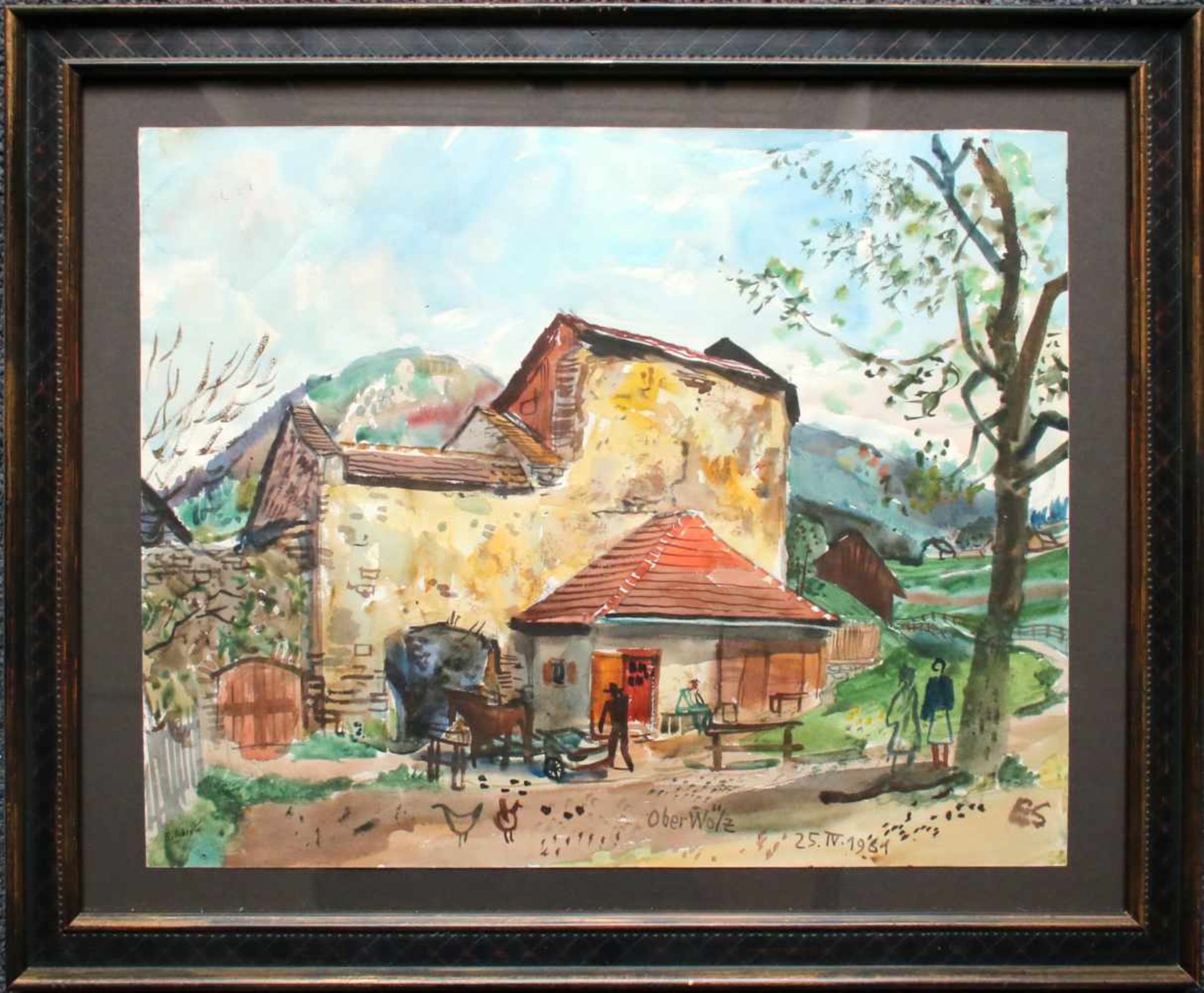 Ernst Schrom(1902 - 1969)Oberwölz1961Aquarell auf PapierSigniert, monogrammiert, datiert und