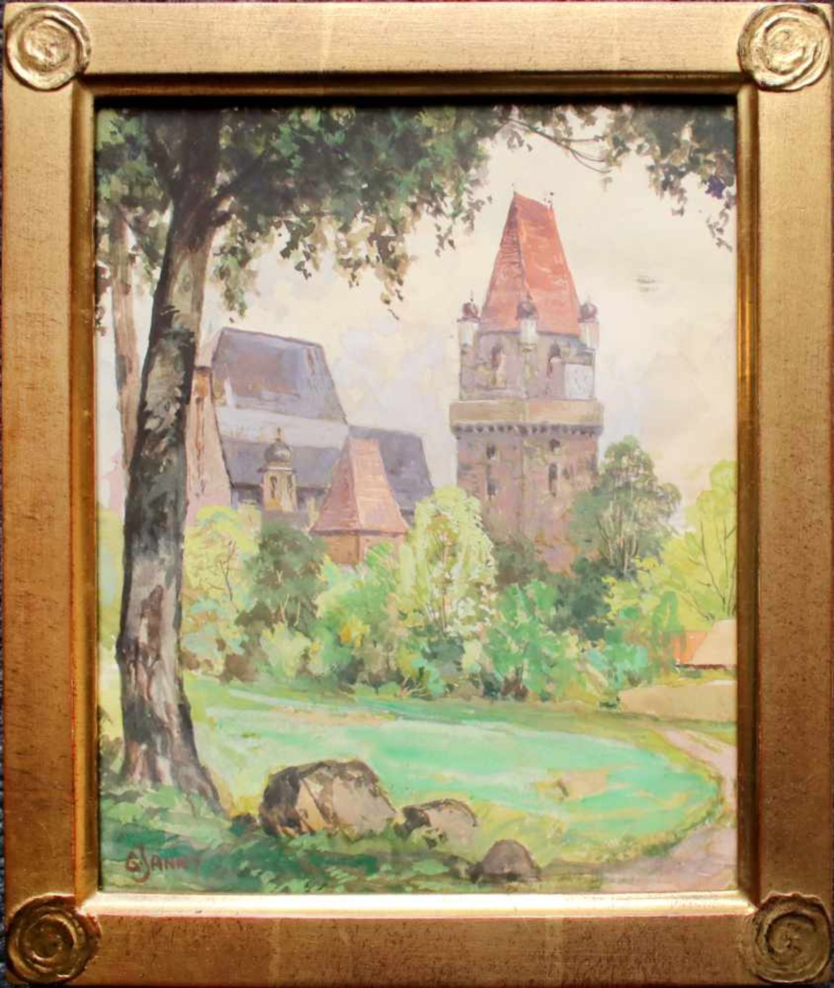 Georg Janny (1864 - 1946) Perchtoldsdorf Aquarell auf Papier Signiert 22 x 18,5 cm