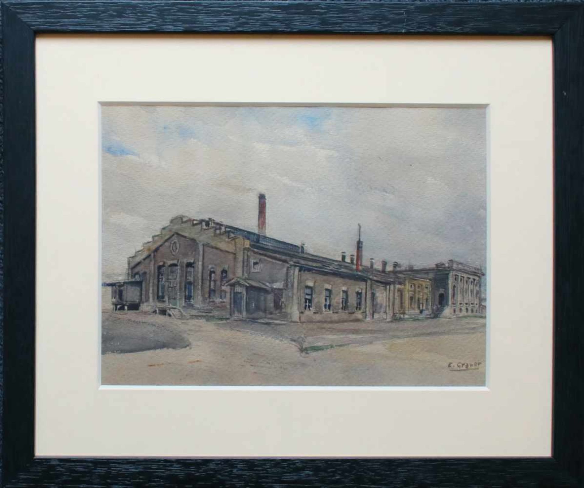 Ernst Graner (1865 - 1943) Fabriksgebäude Aquarell auf Papier Signiert 21 x 29 cm