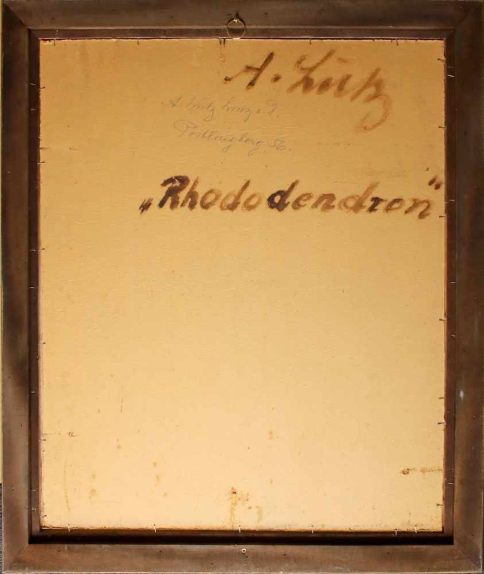 Anton Lutz (1894 - 1992) Rhododendron Öl auf Karton Signiert 64,5 x 54,5 cm - Bild 3 aus 3