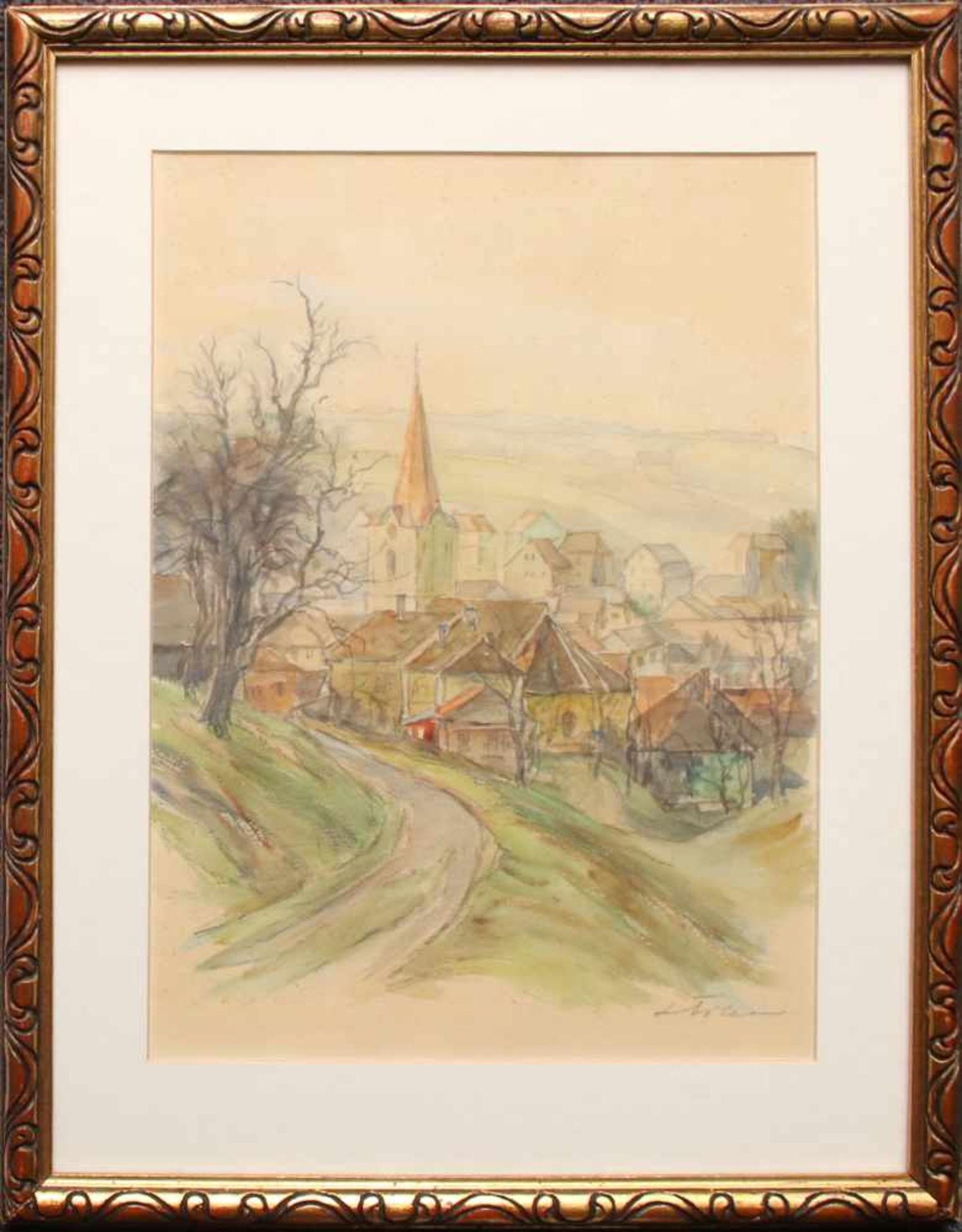 Leo Adler (1897 - 1987) Gallspach Aquarell auf Papier Signiert 33 x 24 cm