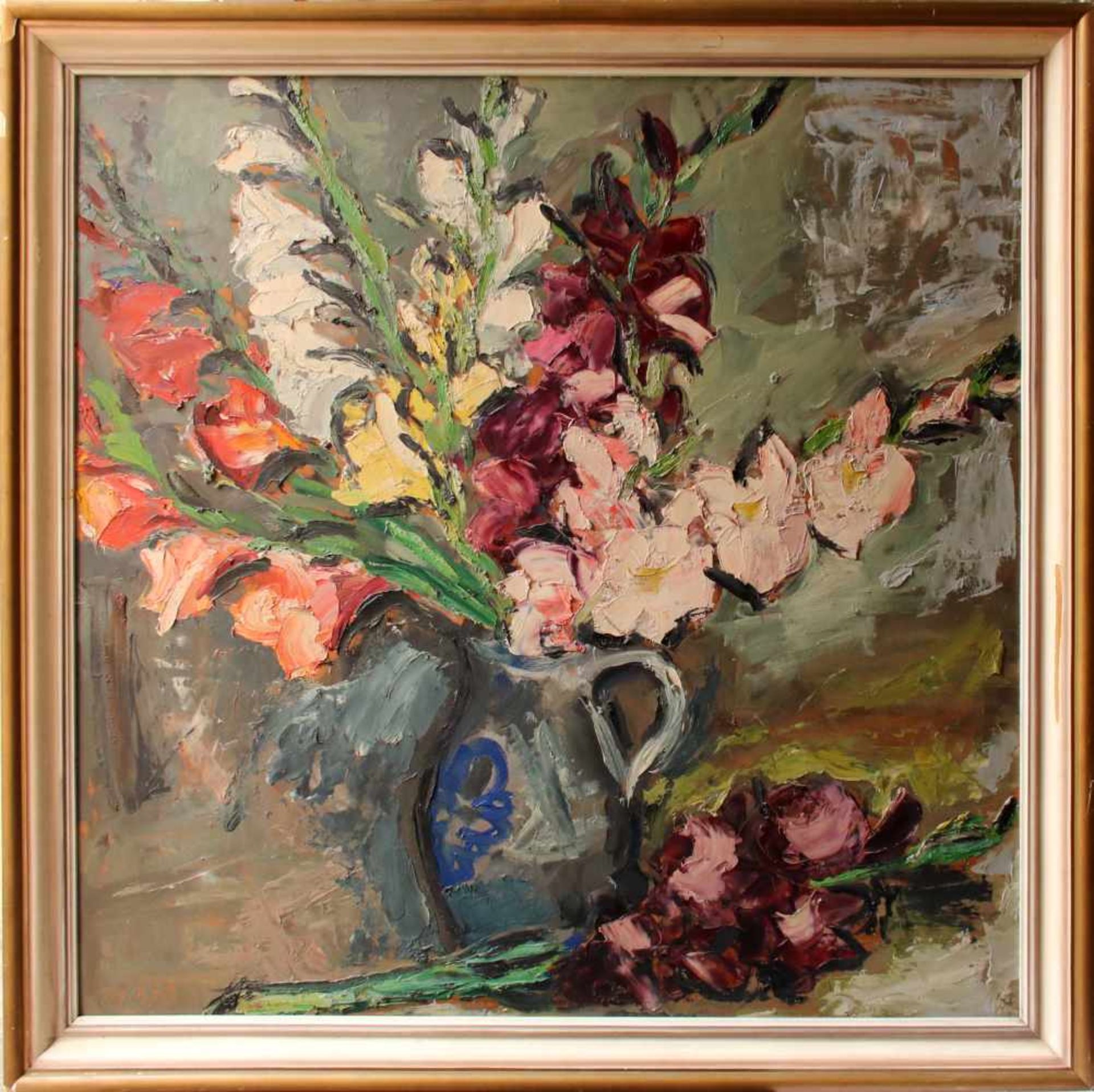 Georg Pevetz (1893 - 1971) Blumen Öl auf Platte Bezeichnet G. Pevetz 90 x 90 cm