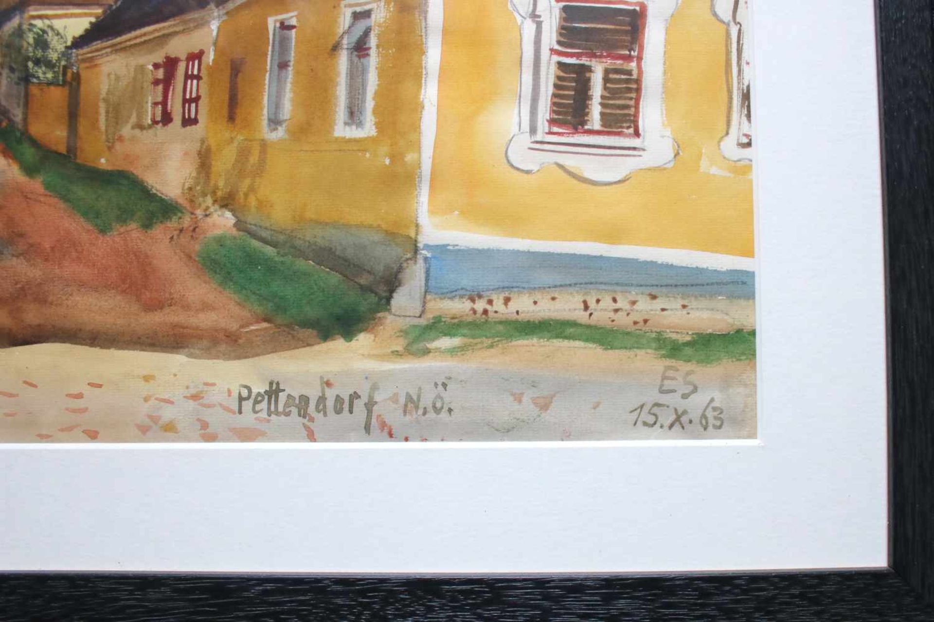 Ernst Schrom (1902 - 1969) Pettendorf in Niederösterreich 1963 Aquarell auf Papier Signiert, - Bild 3 aus 3