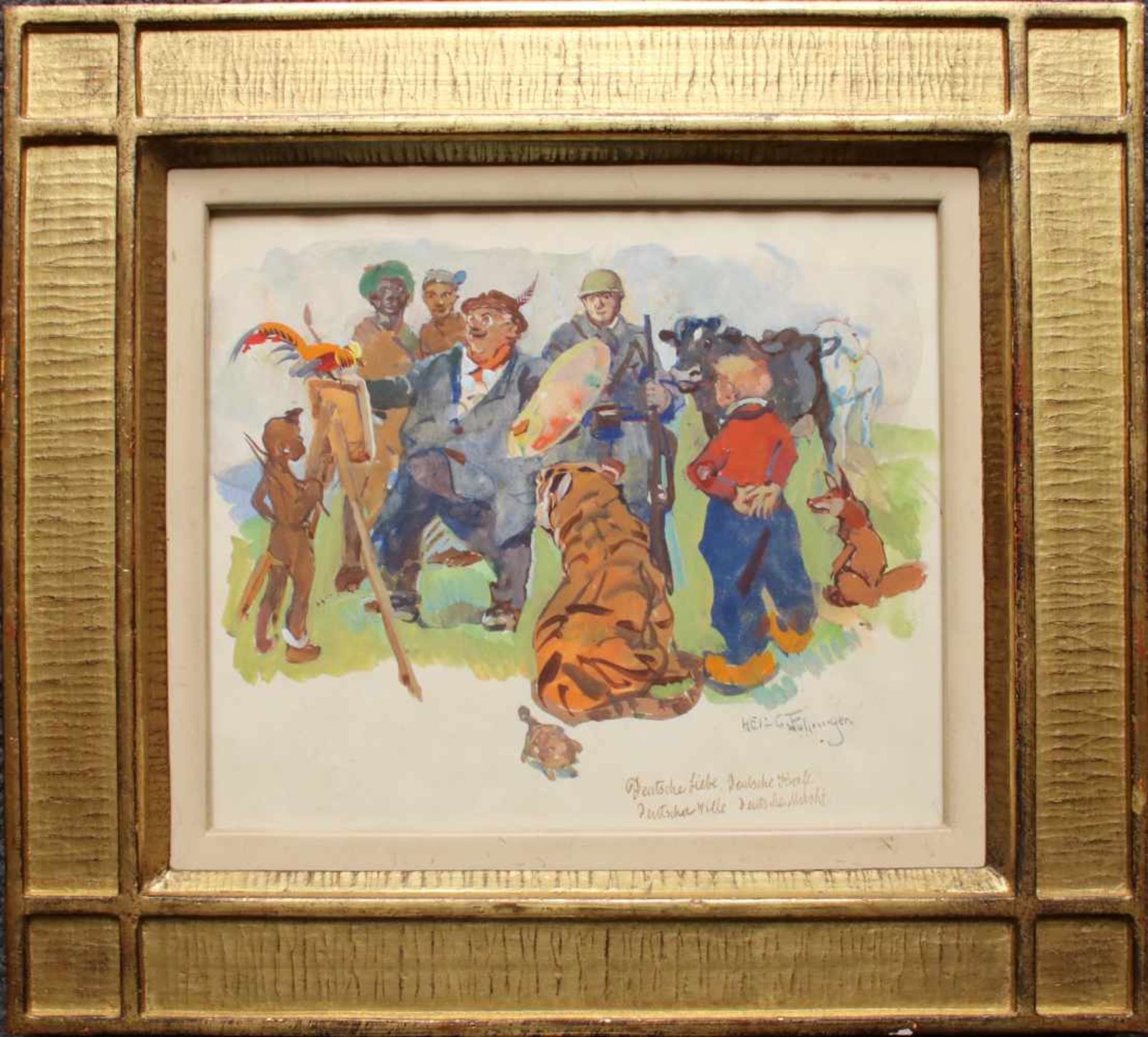 Carl Fahringer (1874 - 1952) Maler an der Staffelei Gouache auf Papier Signiert 17,5 x 20,5 cm