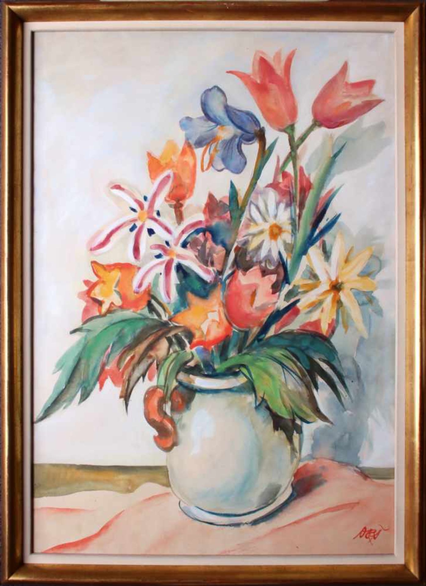 Otto Rudolf Schatz (1900 - 1961) Blumen in Vase Aquarell auf Papier Monogrammiert 67,5 x 47,5 cm