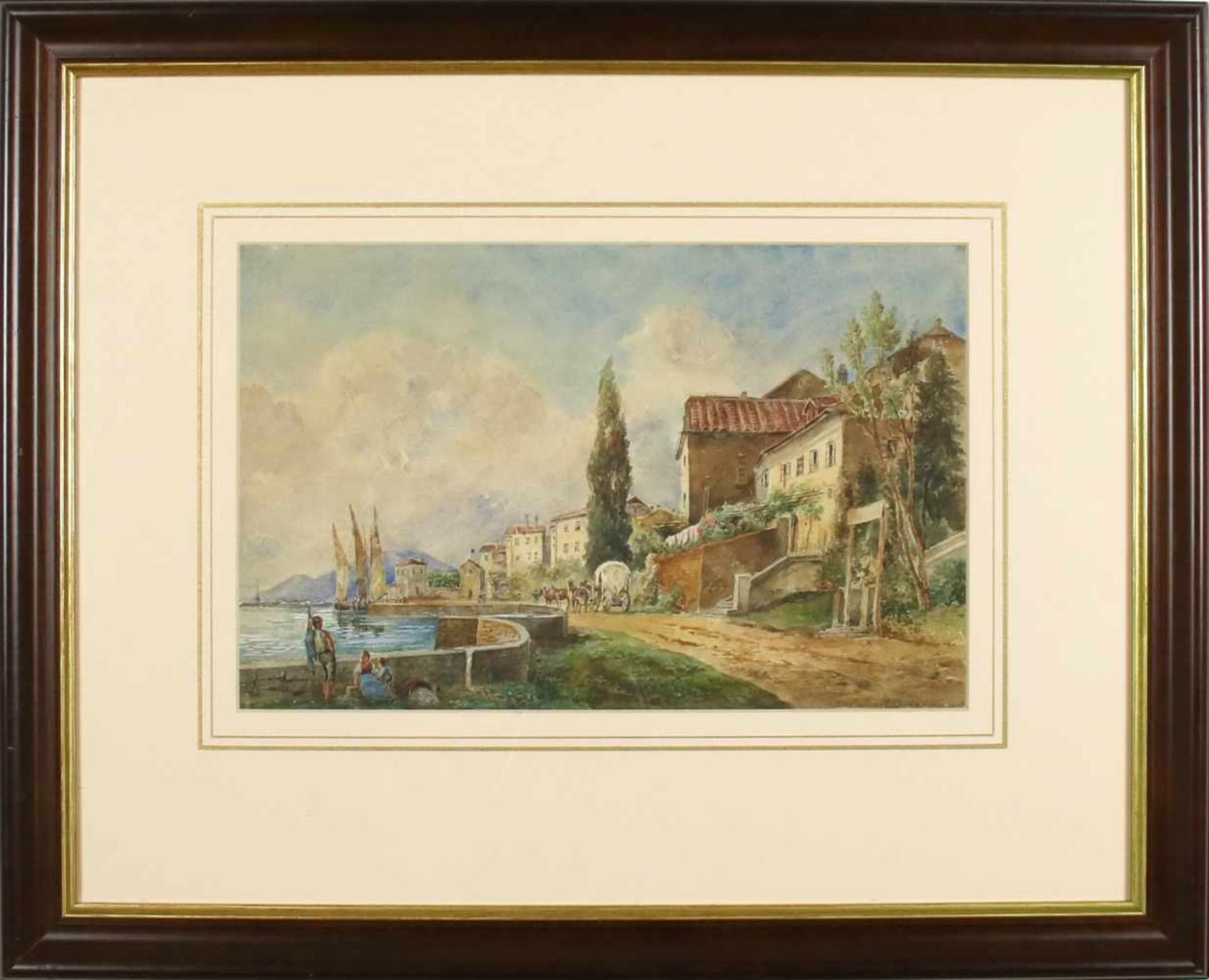 Gustav Barbarini(1840 - 1909)"Italienische Küstenstadt"Aquarell auf PapierSigniert, gerahmt22 x 35 - Bild 2 aus 3
