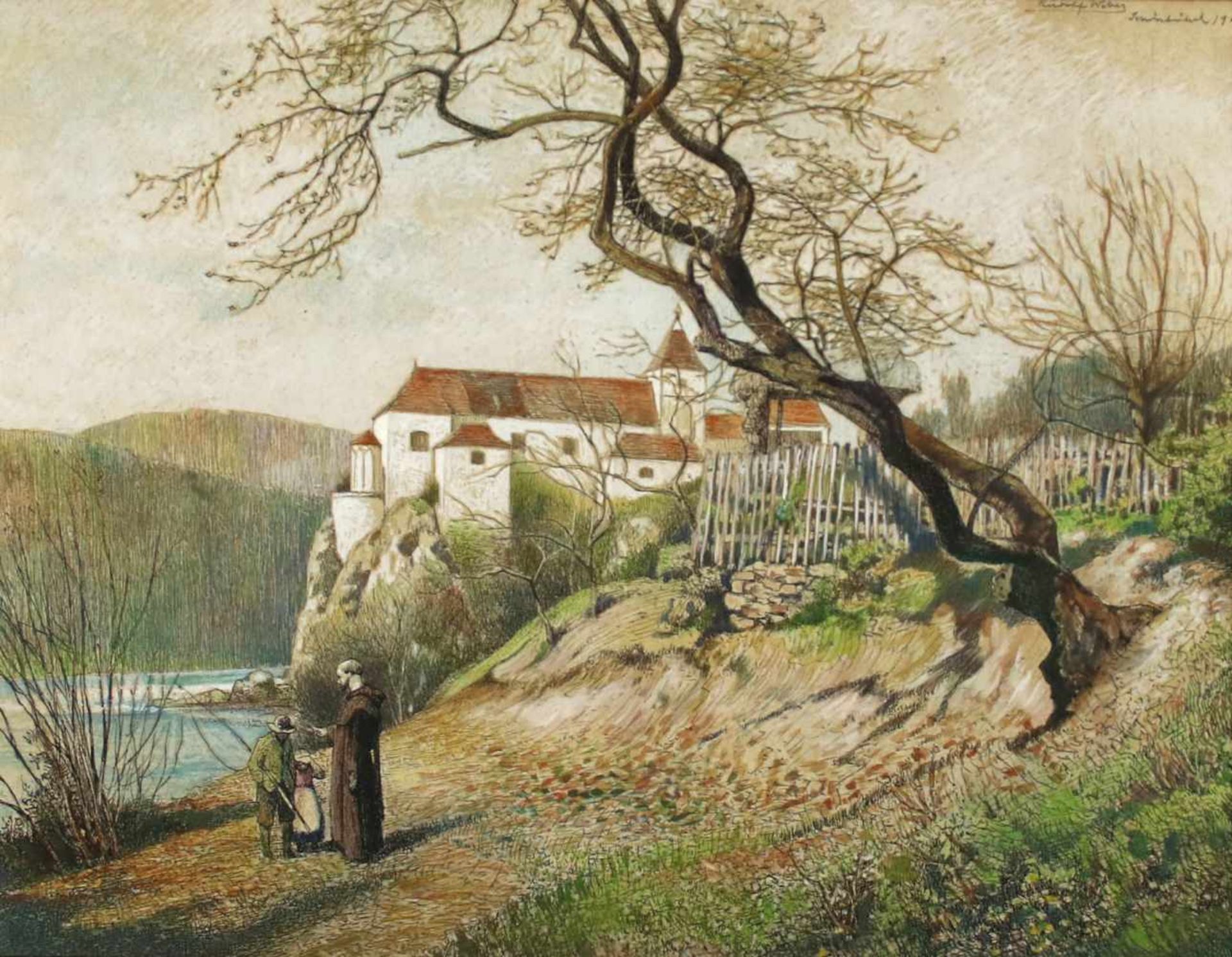 Rudolf Weber(1872 - 1949)"Schönbühel in der Wachau"1908Tusche und Aquarell auf PapierSigniert,