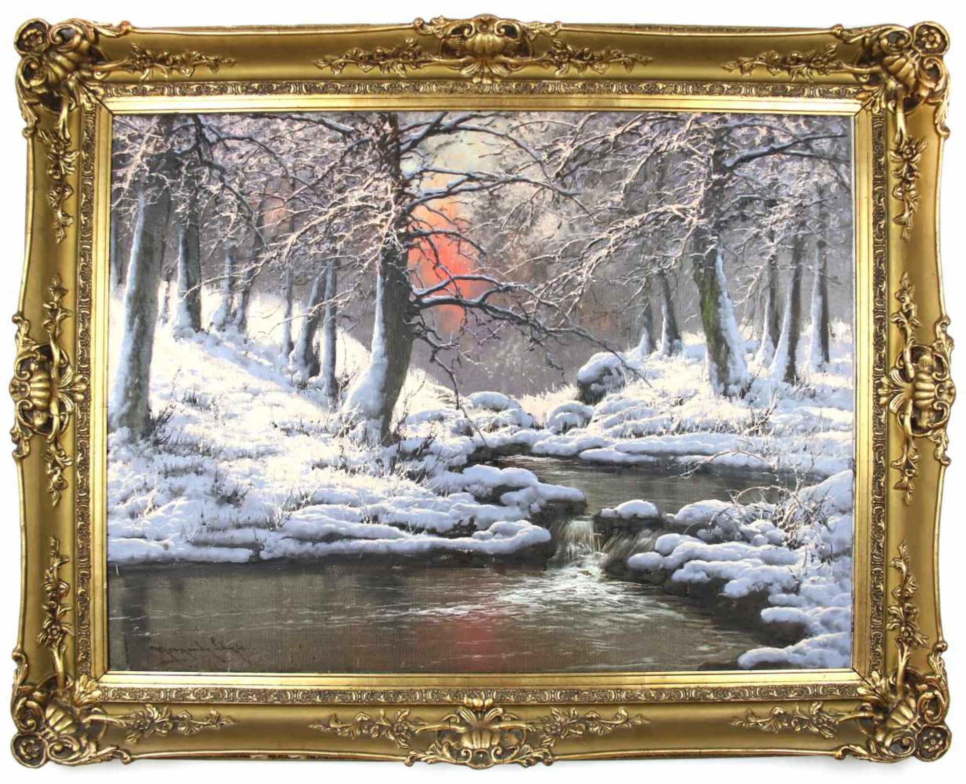 Laszlo Neogrady(1896 - 1962)"Winterliche Bachlandschaft"Öl auf LeinwandSigniert, gerahmt76 x 100 cm- - Bild 2 aus 3