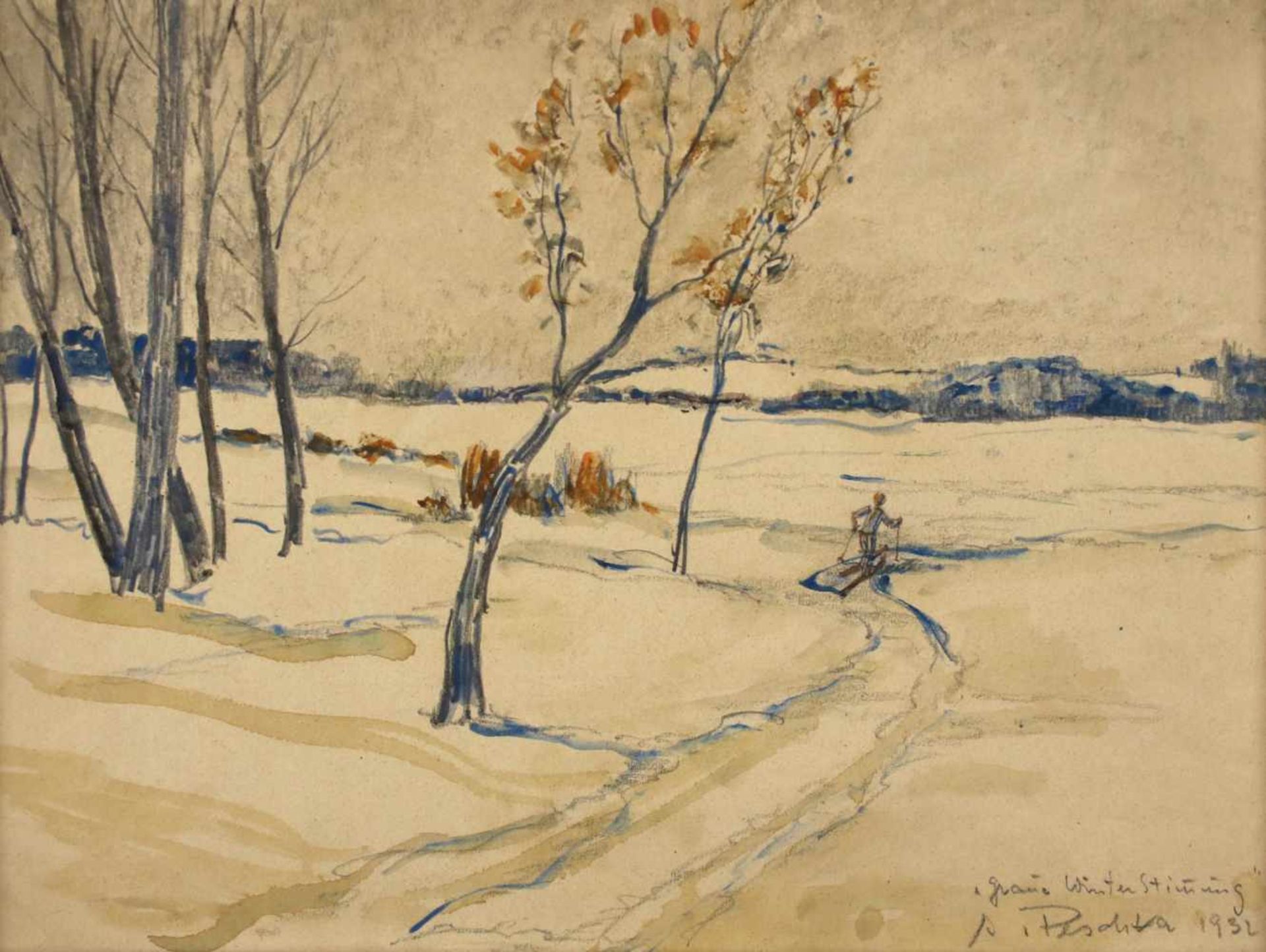 Anton Peschka(1885 - 1940)"Graue Winterstimmung"1931Mischtechnik auf PapierSigniert, datiert und