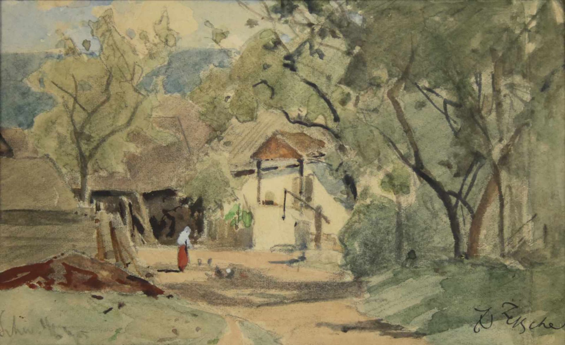 Eduard Zetsche(1844 - 1927)"Bauernhof"Aquarell auf PapierSigniert, gerahmt10 x 18 cm- - -22.00 %