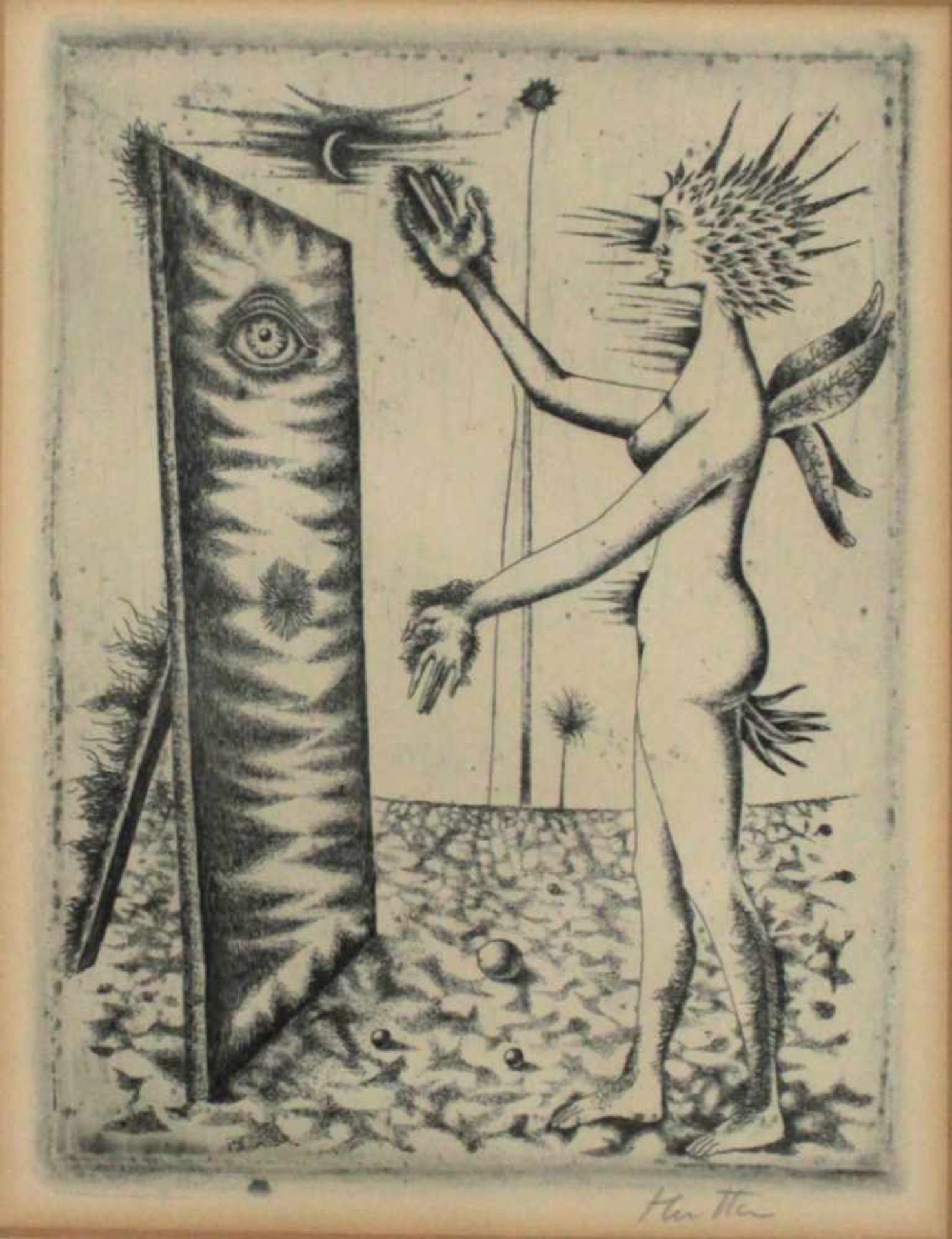 Wolfgang Hutter(geb. 1928)"Die Zauberin"1950Radierung auf PapierSigniert, gerahmt15,5 x 12 cm- - -