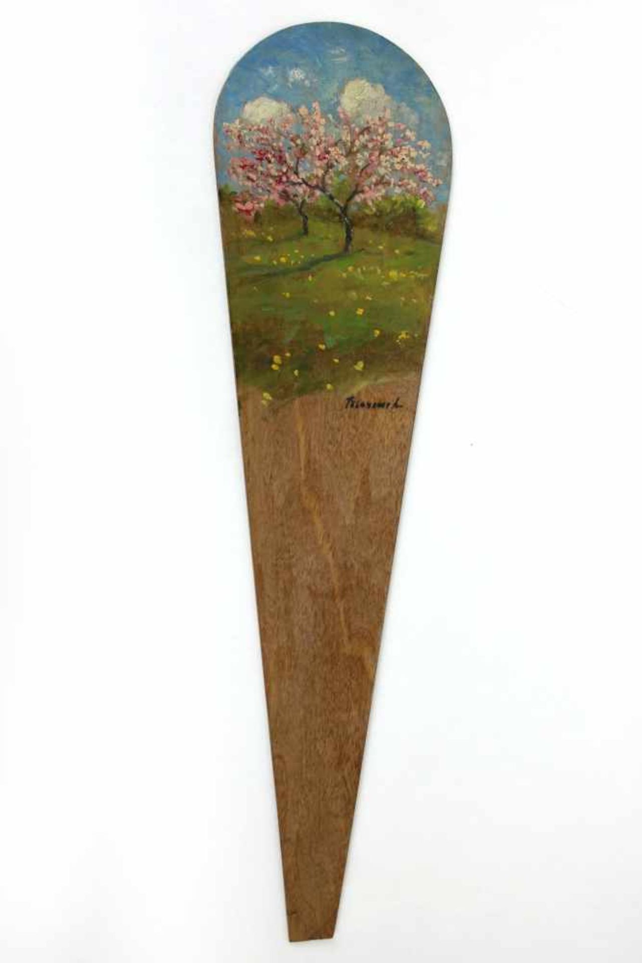 Arthur Tölgyössy(1853 - 1920)"Kirschblüte"Öl auf HolzSigniert, Teil eines Fächerbildes30 x 8