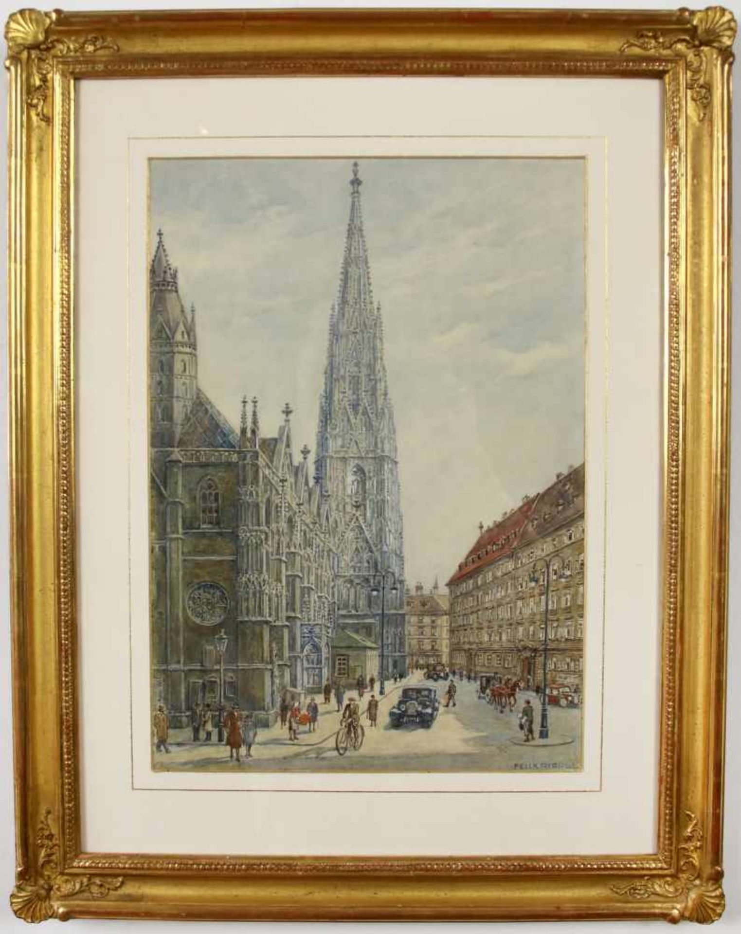 Felix Riedel(1878 - 1950)"Stephanskirche in Wien"Aquarell auf PapierSigniert, gerahmt35 x 25 - Bild 2 aus 3