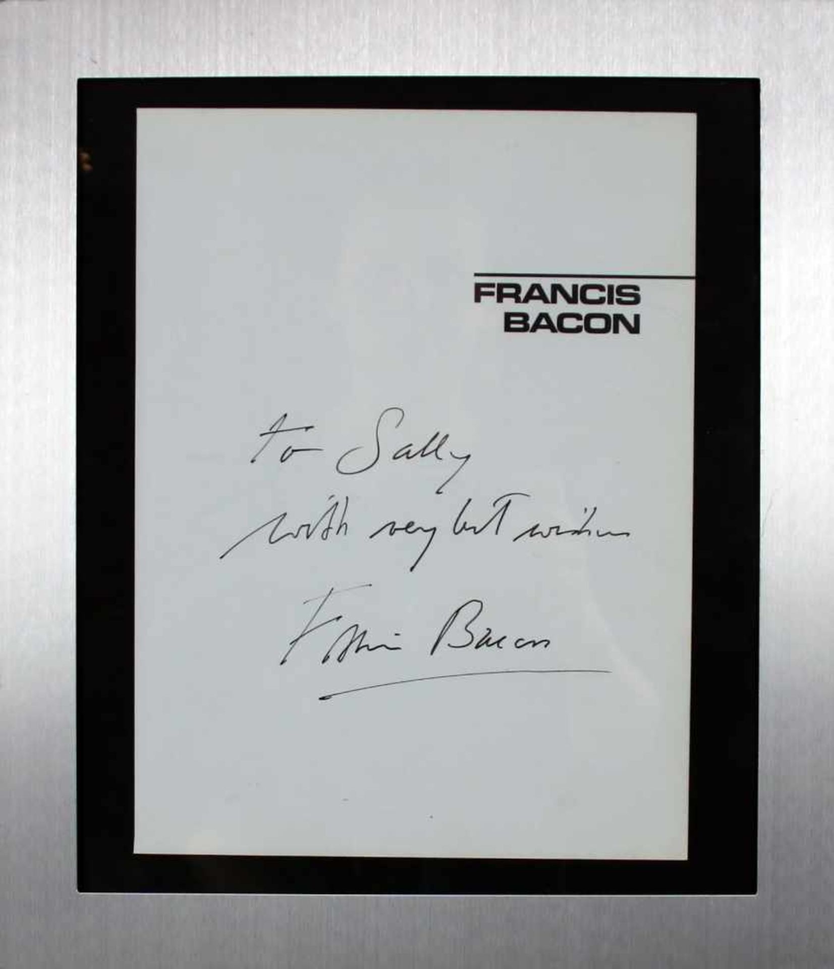 Francis Bacon(1909 - 1992)"To Sally"Tusche auf BuchseiteWidmung: To Sally with very best wishes, - Bild 2 aus 2