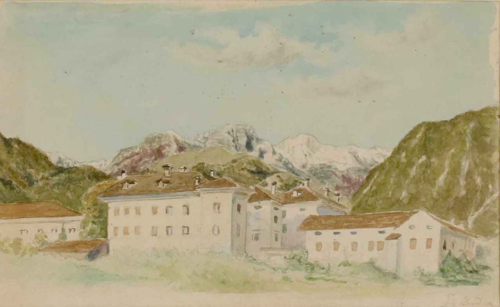 Thomas Ender(1793 - 1875)"Gebirgslandschaft in Tirol"Aquarell auf PapierSigniert, gerahmt10 x 17 cm-