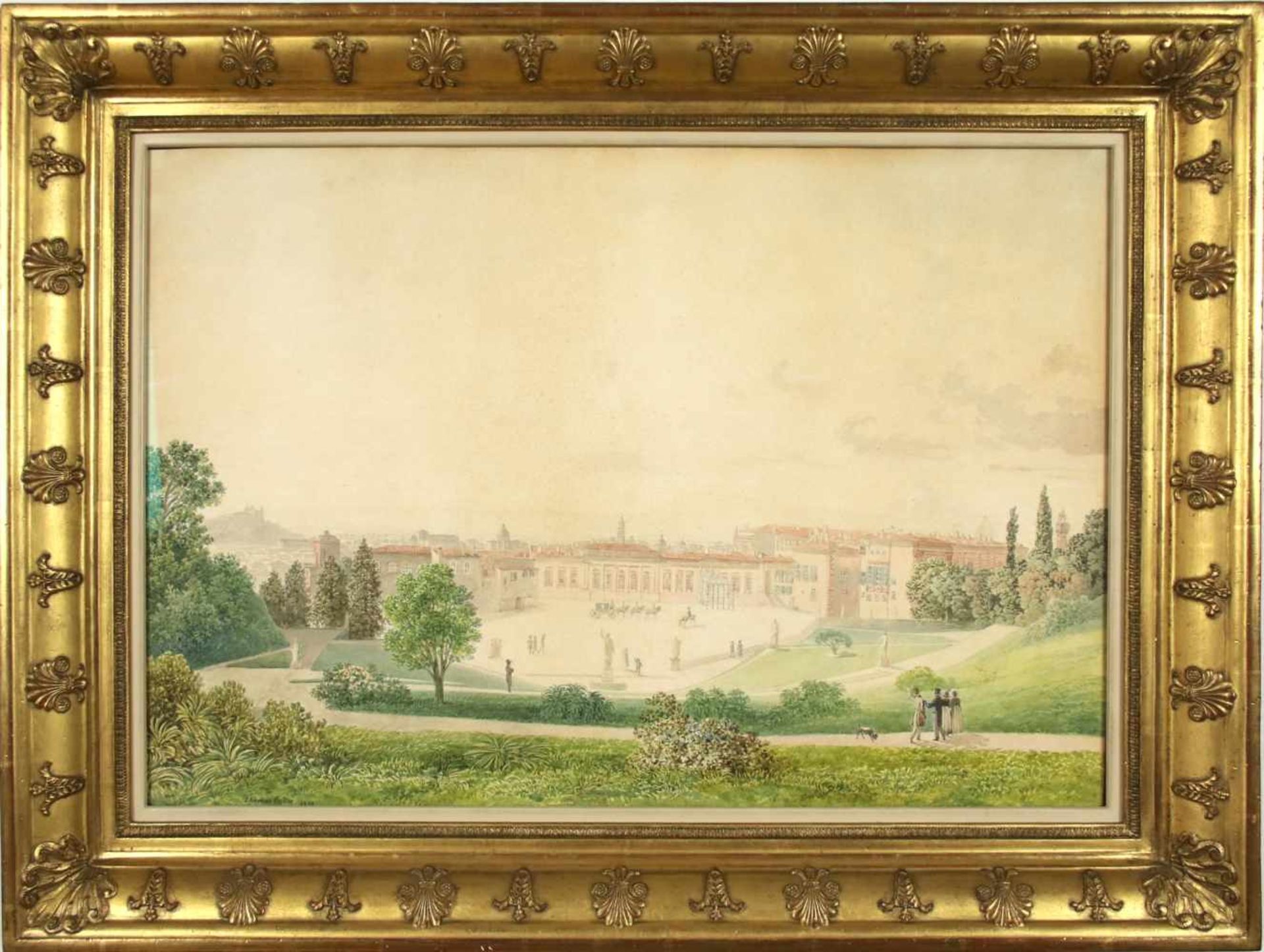 Thomas Ender(1793 - 1875)"Palazzo Pitti in Florenz"1819Aquarell auf PapierSigniert und datiert, - Bild 2 aus 3