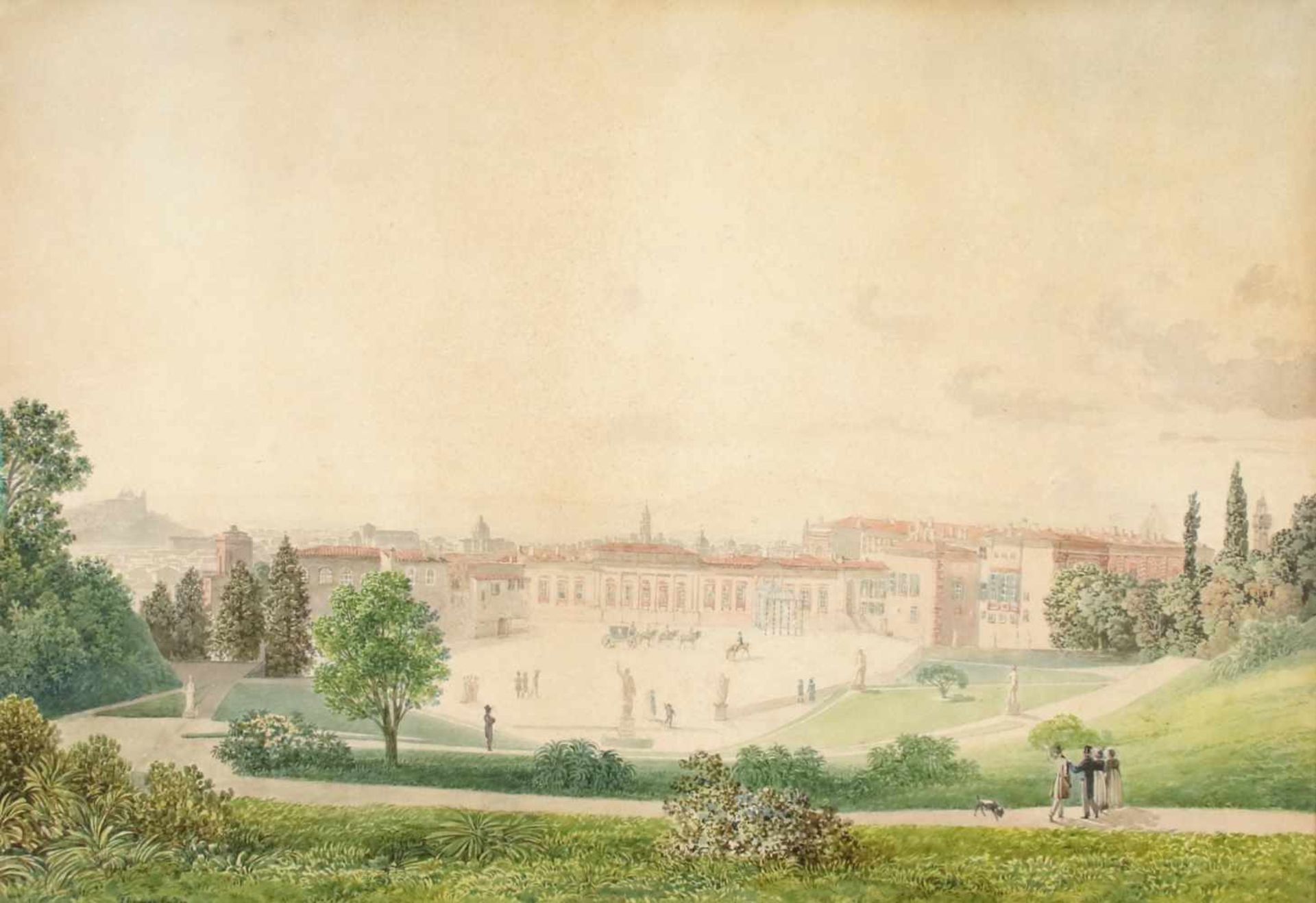 Thomas Ender(1793 - 1875)"Palazzo Pitti in Florenz"1819Aquarell auf PapierSigniert und datiert,