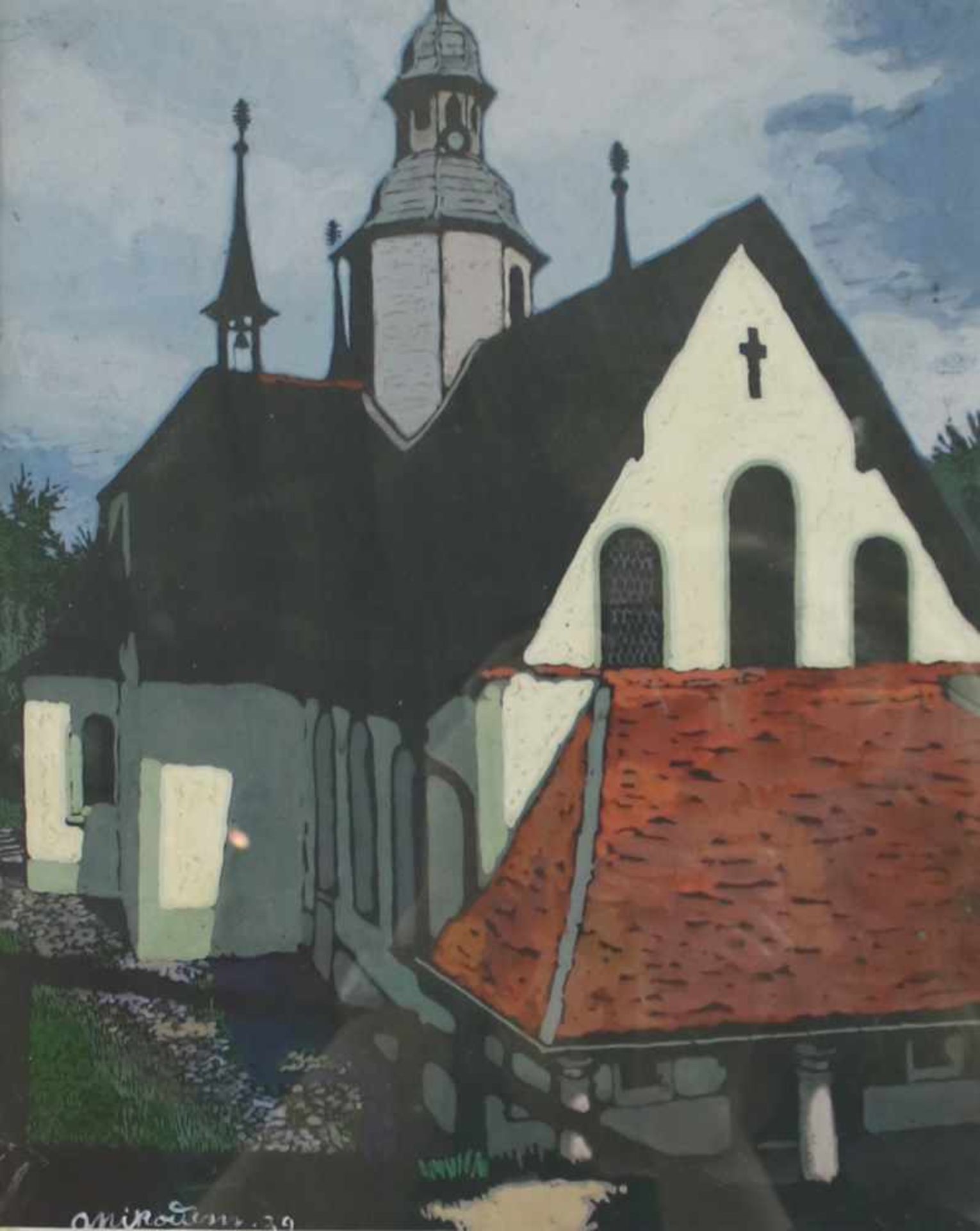 Artur Nikodem(1870 - 1940)"Kirche"1939Gouache auf PapierSigniert und datiert, gerahmt24 x 29