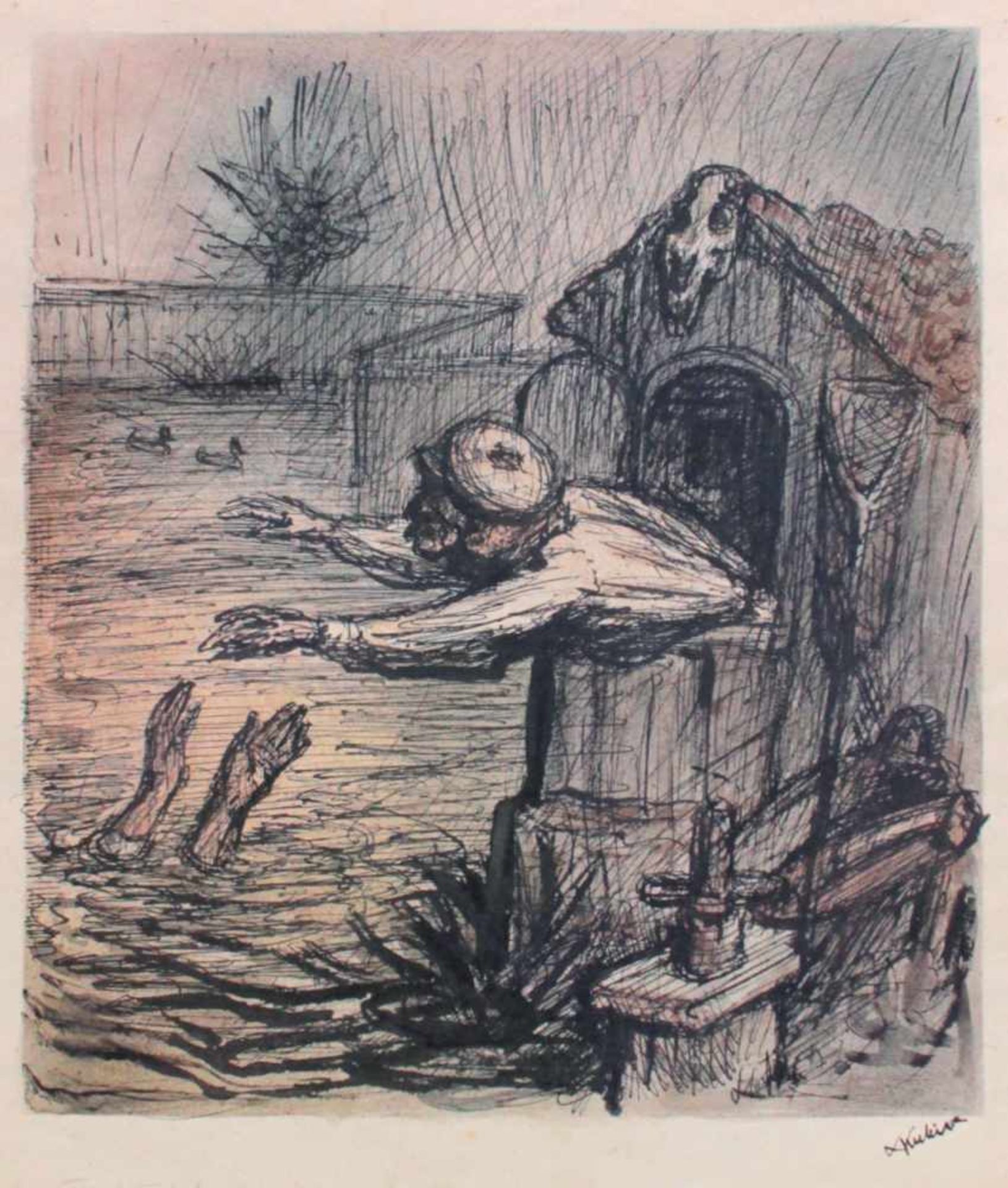 Alfred Kubin(1877 - 1959)"Am Fischteich"1934Mischtechnik auf PapierSigniert und betitelt,