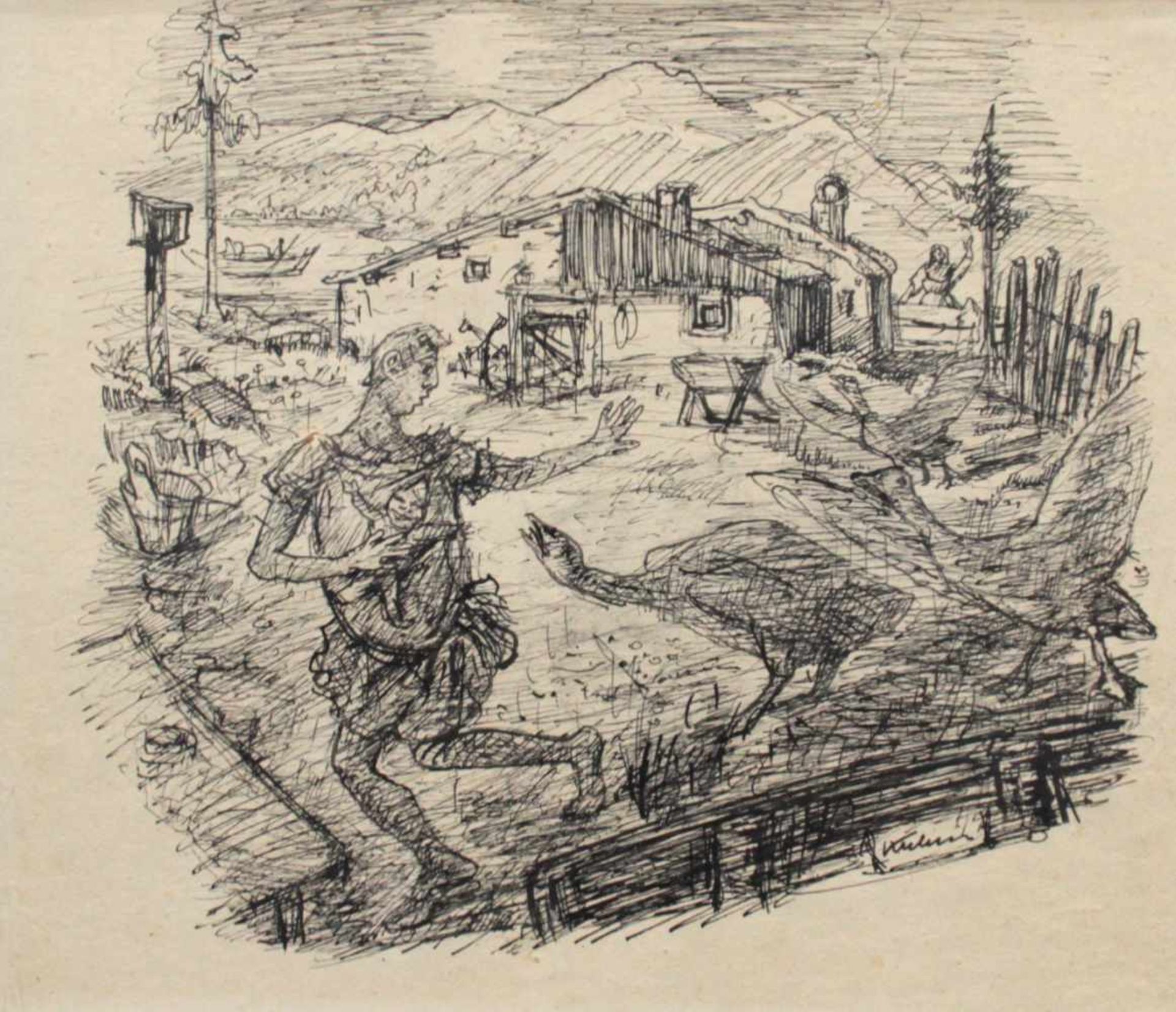 Alfred Kubin(1877 - 1959)"Zudringlichkeit"1924/29Tusche auf KatasterpapierSigniert, gerahmt25 x 28,5