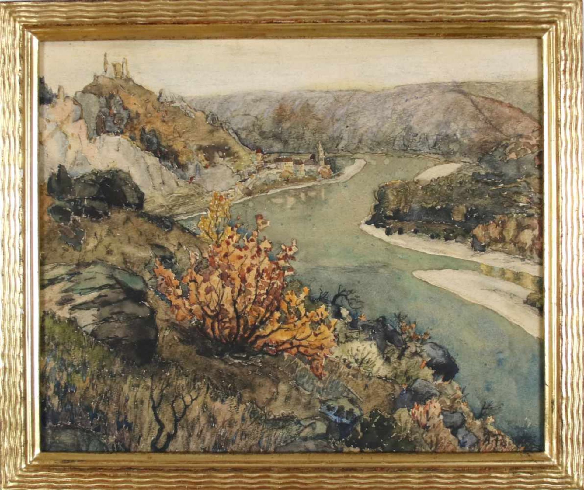 Anton Peschka(1885 - 1940)"Dürnstein in der Wachau"Aquarell auf PapierSigniert, gerahmt22 x 27 cm- - - Bild 2 aus 3
