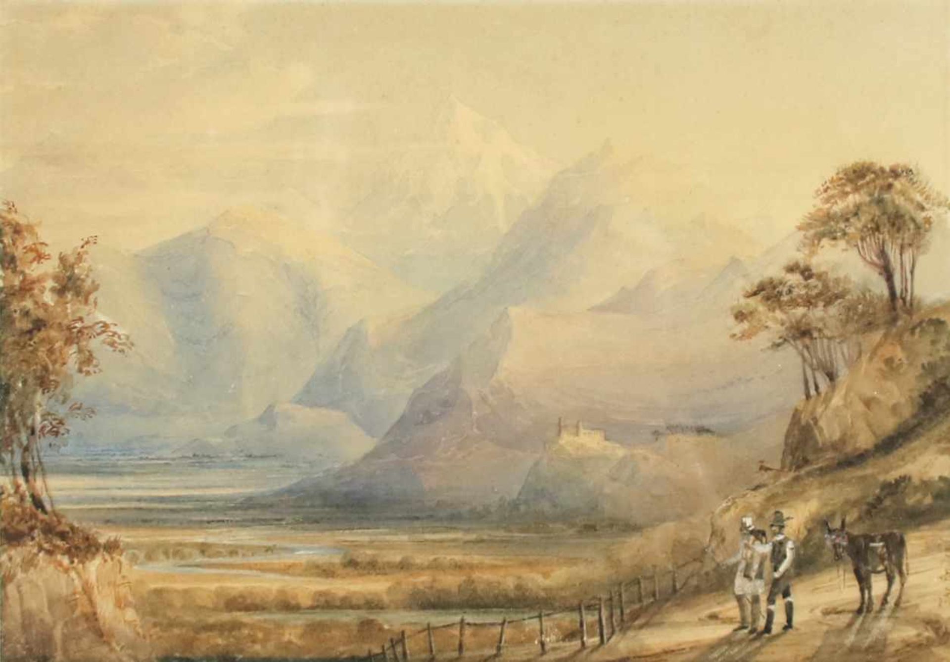 Thomas Ender(1793 - 1875)"Wetterstein bei Grindelwald"Aquarell auf PapierSigniert, gerahmt17 x 25