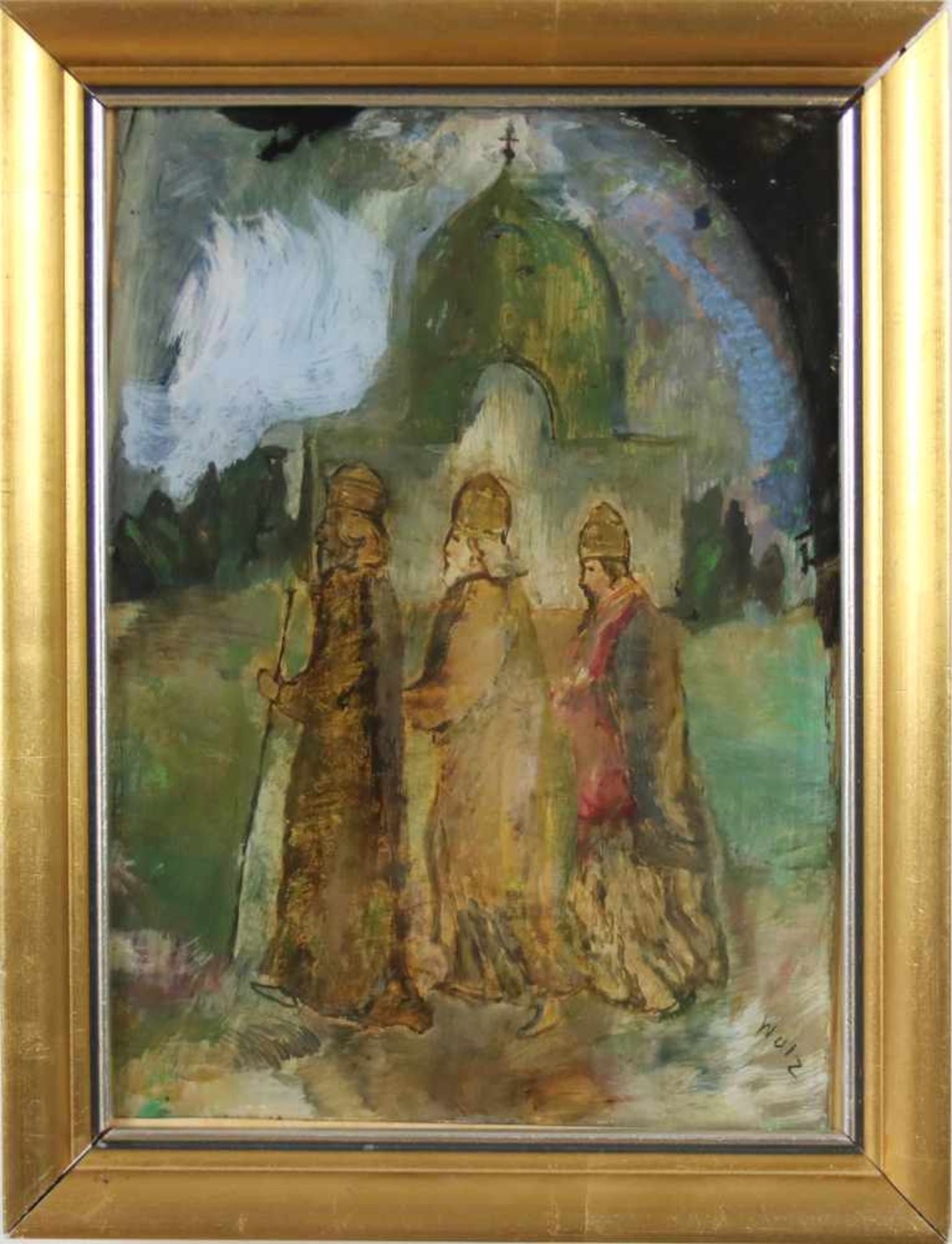Erich Wulz(1906 - 1984)"Heilige drei Könige"HinterglasmalereiSigniert, gerahmt27 x 20 cm- - -22.00 % - Bild 2 aus 3