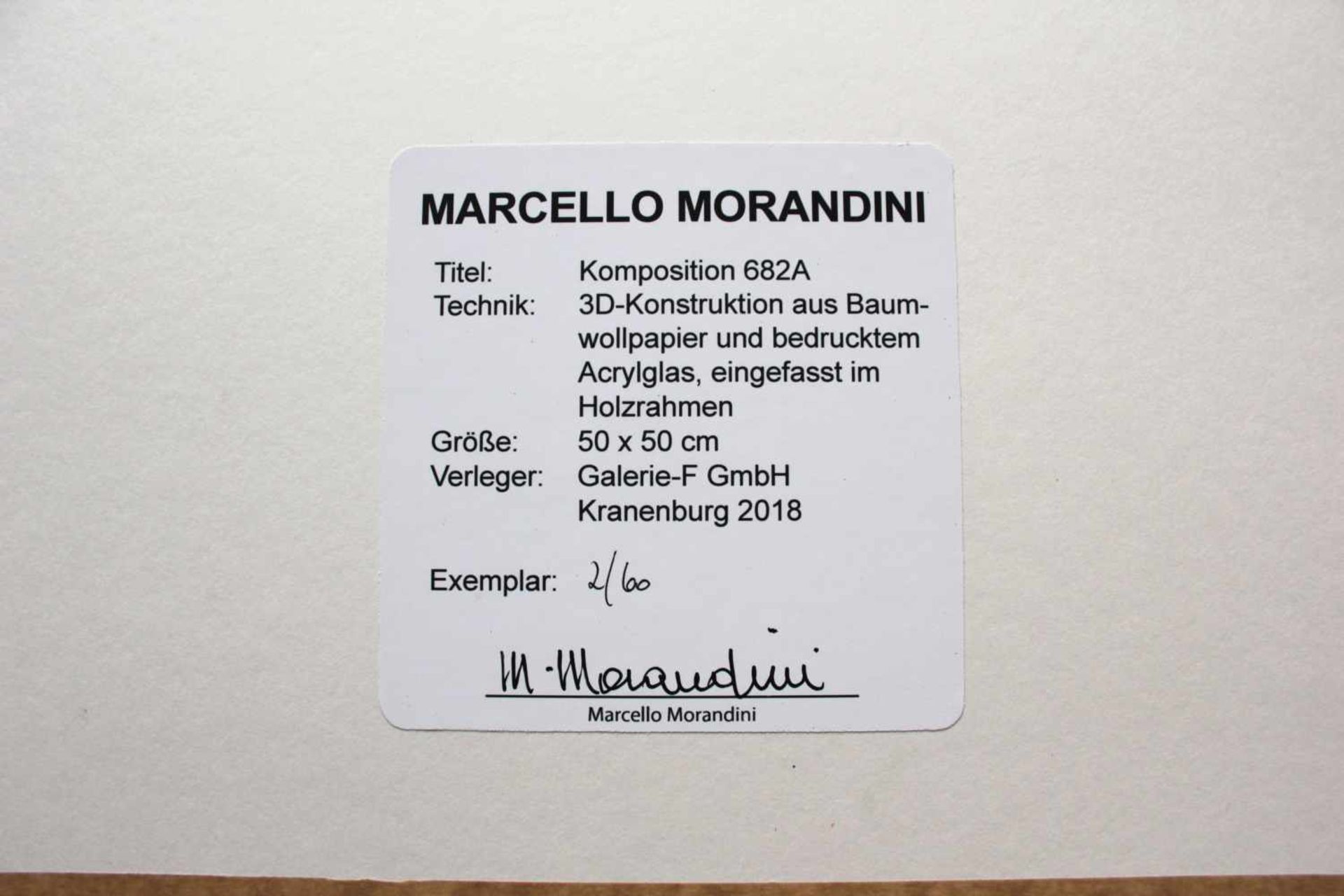 Marcello Morandini(geb. 1940)"Komposition 682A"20183D-Konstruktion aus Baumwollpapier und bedrucktem - Bild 2 aus 2