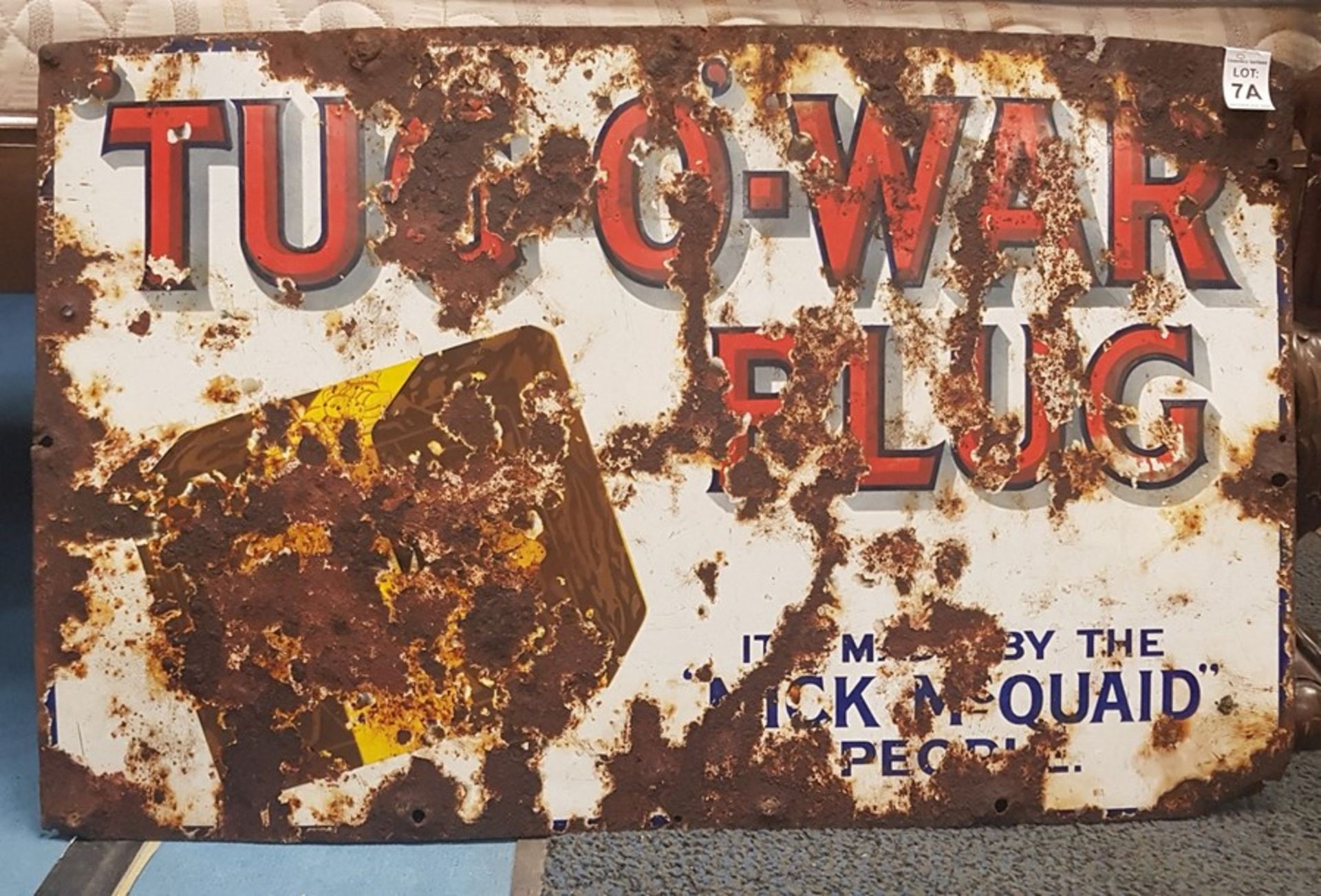 TUG-O-WAR PLUG ENAMEL SIGN