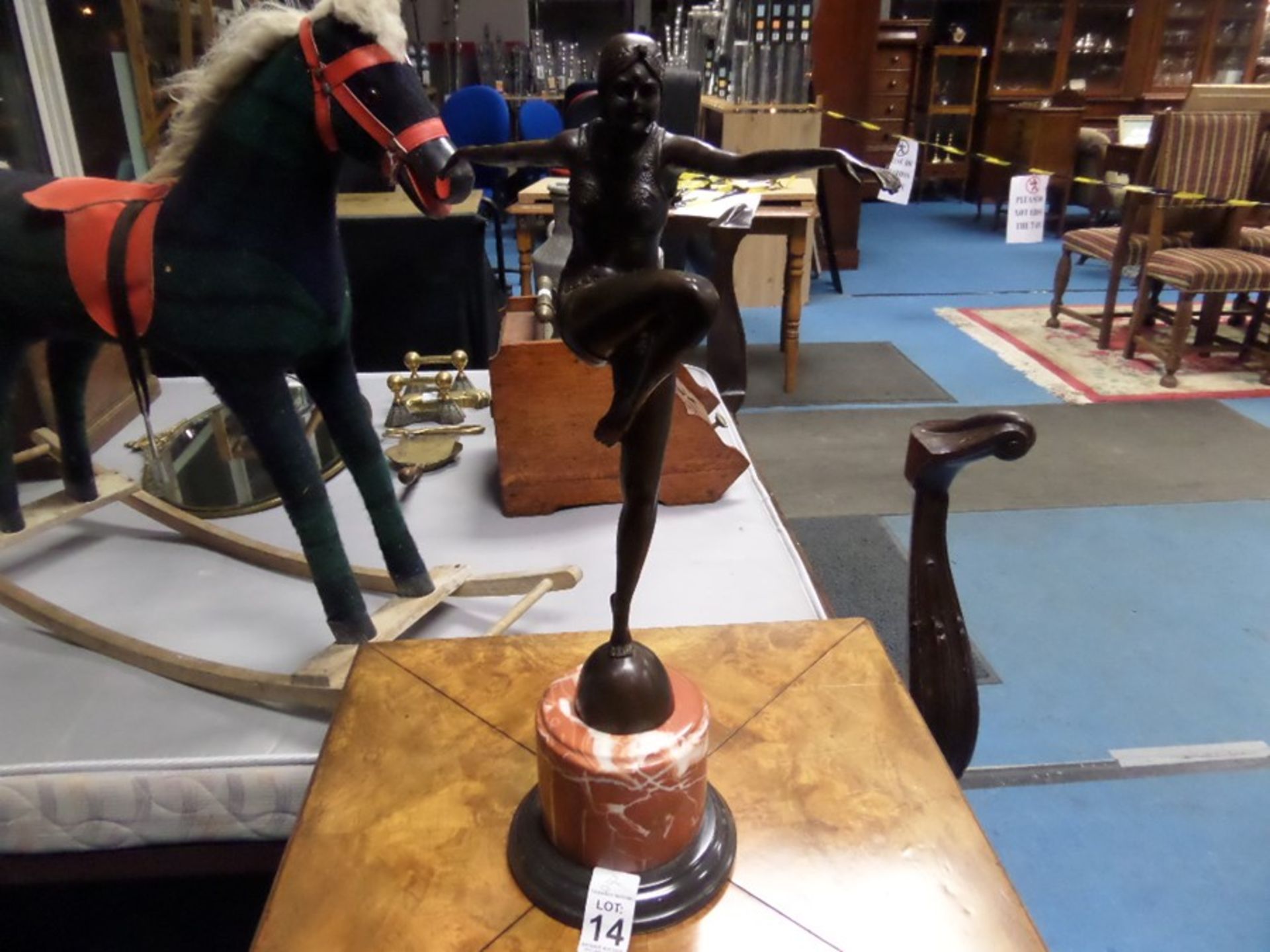 BRONZE LADY FIGURE ON MARBLE BASE