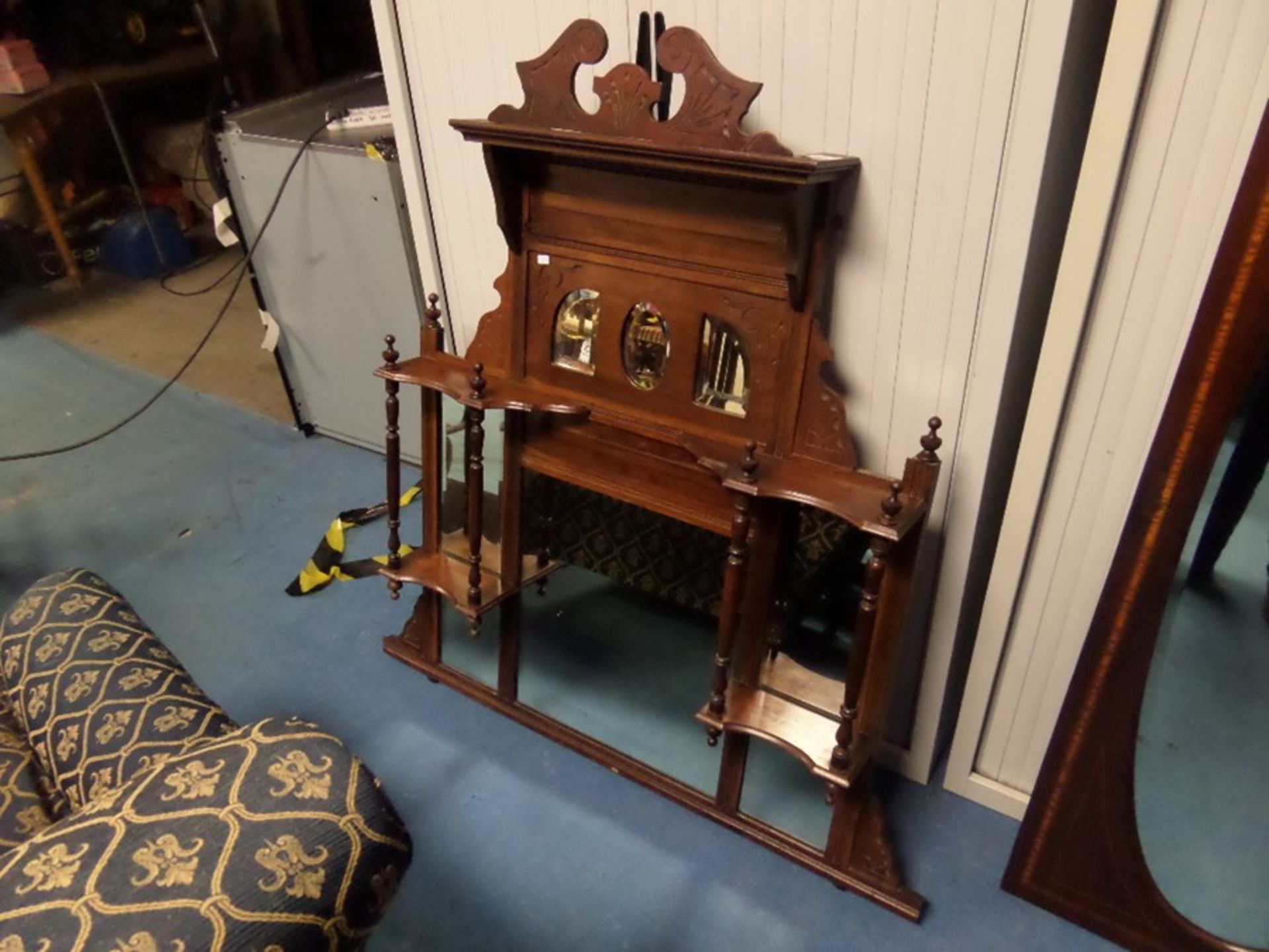 EDWARDIAN OVER-MANTLE BEVELLED MIRROR