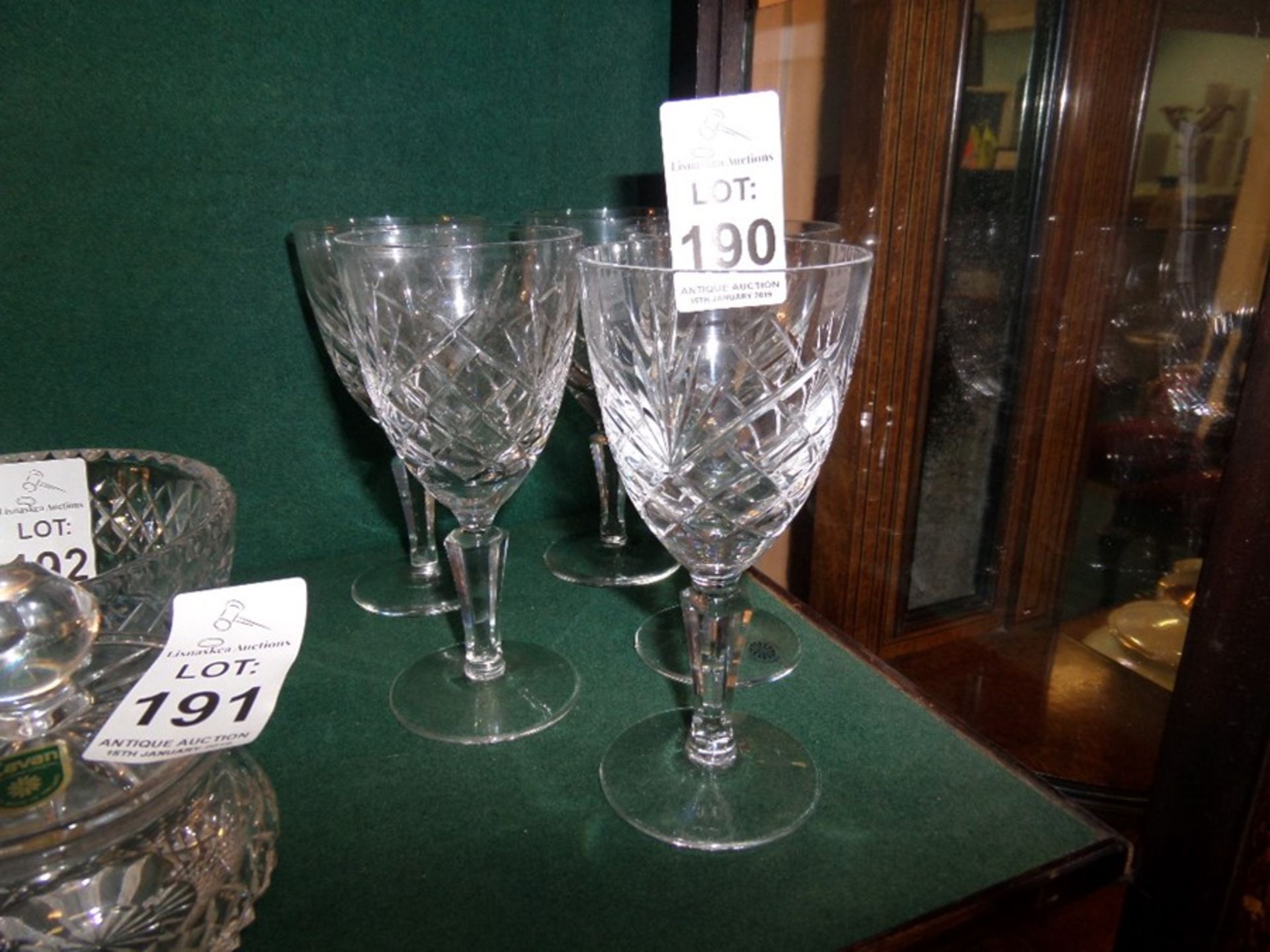 SET OF 5 GALWAY CRYSTAL GLASSES