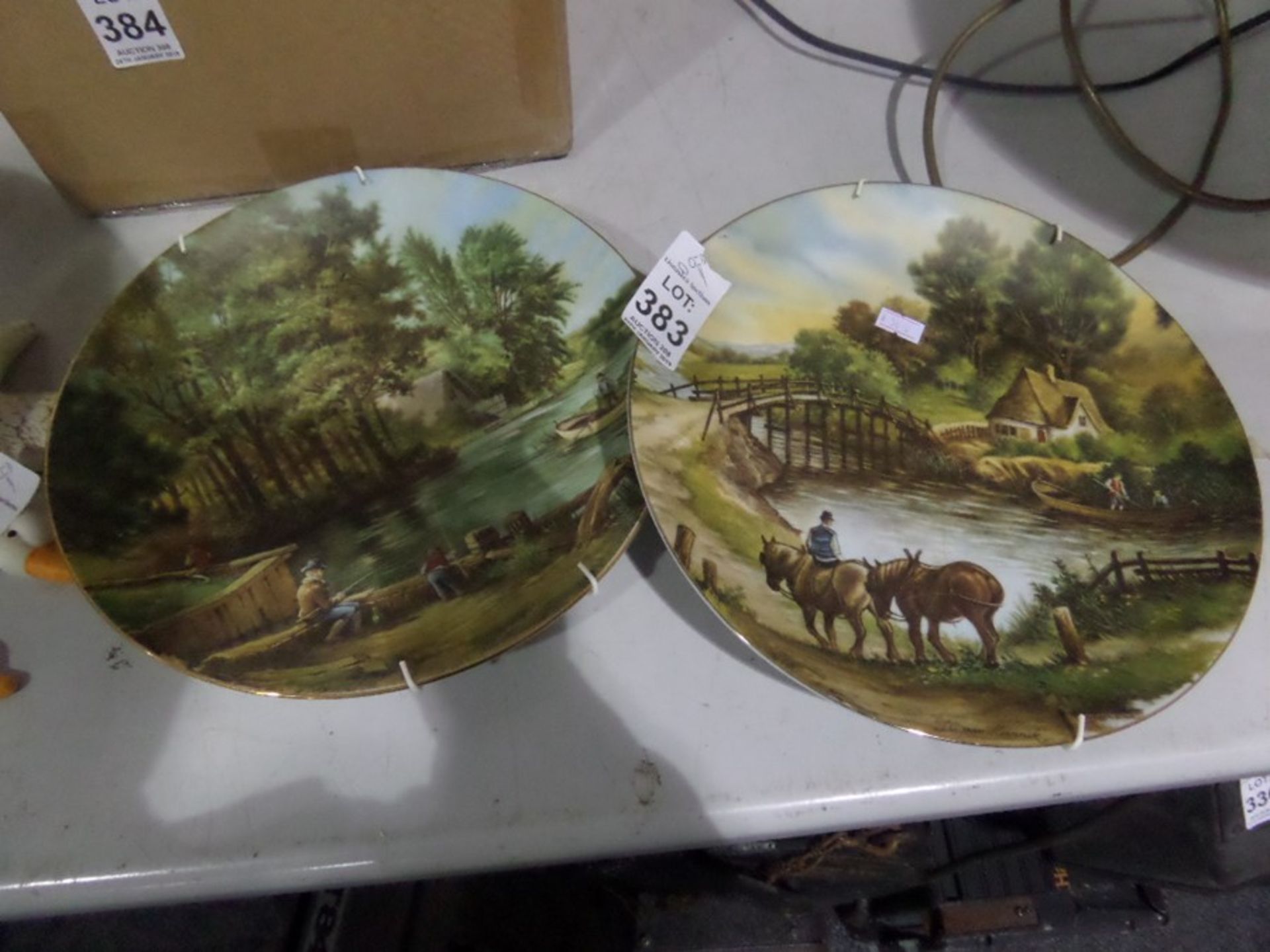 PAIR OF COUNTRY SCENE PLATES