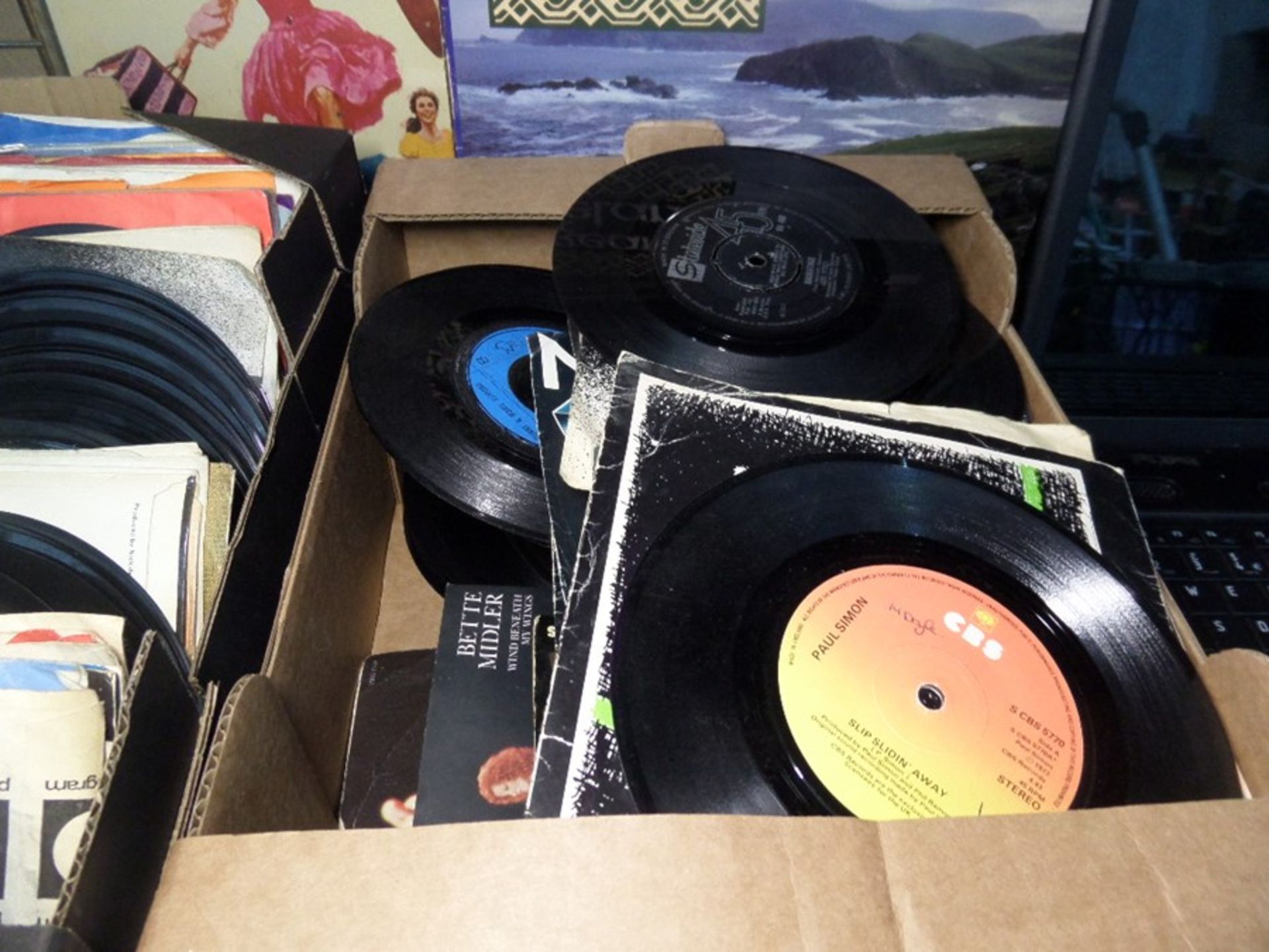 BOX OF SINGLE RECORDS