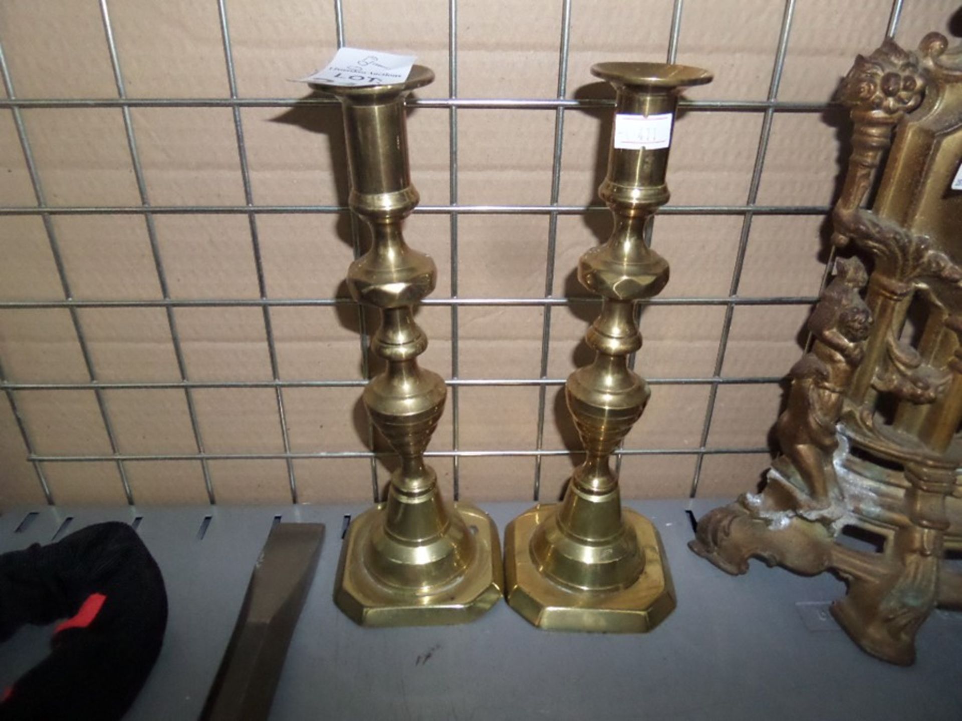 PAIR OF BRASS CANDLESTICKS - Image 2 of 2