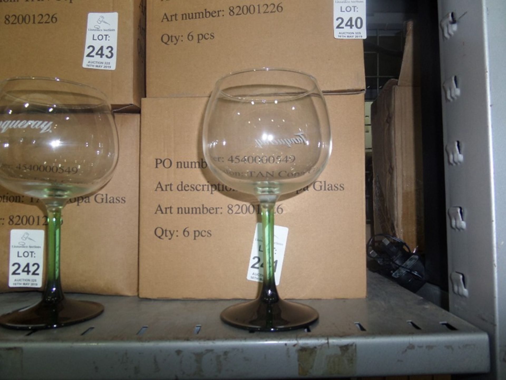 BOX OF 6 NEW TANQUERAY GLASSES
