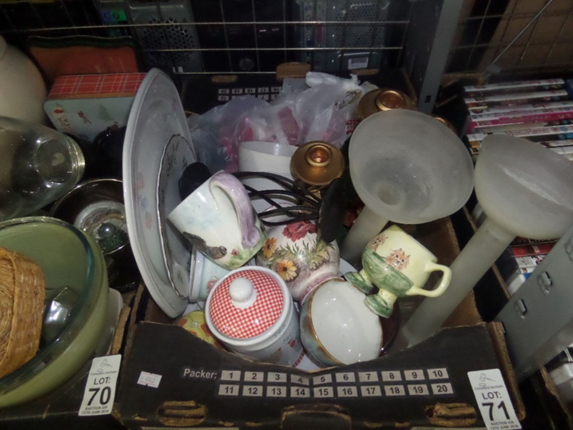 BOX OF ASSORTED CROCKERY ETC