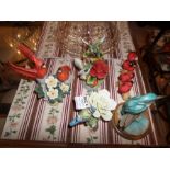 5X CAPODIMONTE BIRD ORNAMENTS