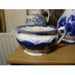 BLUE AND WHITE CHAMBER POT STAMPED SAPHO