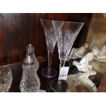 PAIR OF WATERFORD CRYSTAL FLUTE GLASSES