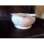 LARGE GREEN STAMPED BELLEEK FOUR SEASONS BOWL