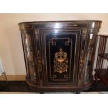 EBONISED BRASS INLAID FRENCH DISPLAY CABINET