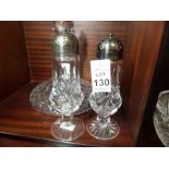 PAIR OF WATERFORD CRYSTAL LISMORE SUGAR SHAKERS