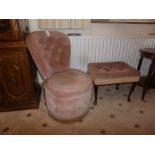 UPHOLSTERED BEDROOM NURSING CHAIR WITH FOOTSTOOL